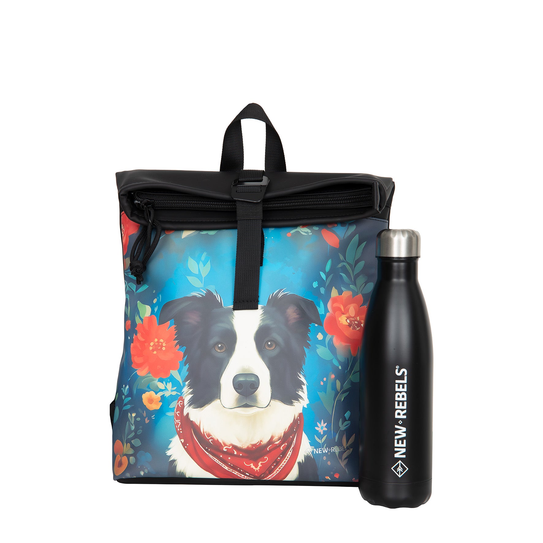 New Rebels Rolltop Rucksack Border Collie – Wasserabweisend, Cityrucksack Los Angeles