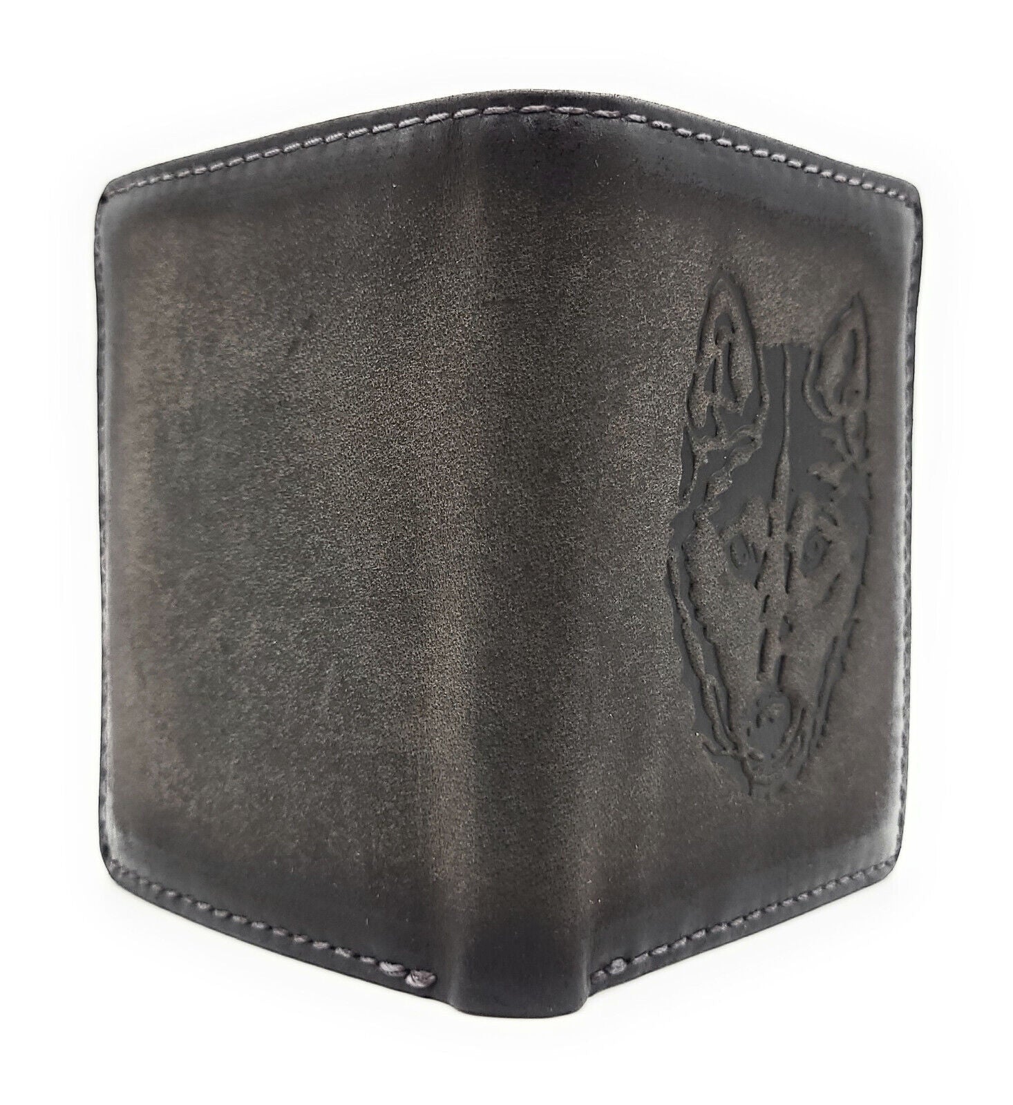 Jockey Club echt Leder Mini Geldbörse Portemonnaie mit RFID NFC Schutz Husky vintage grau