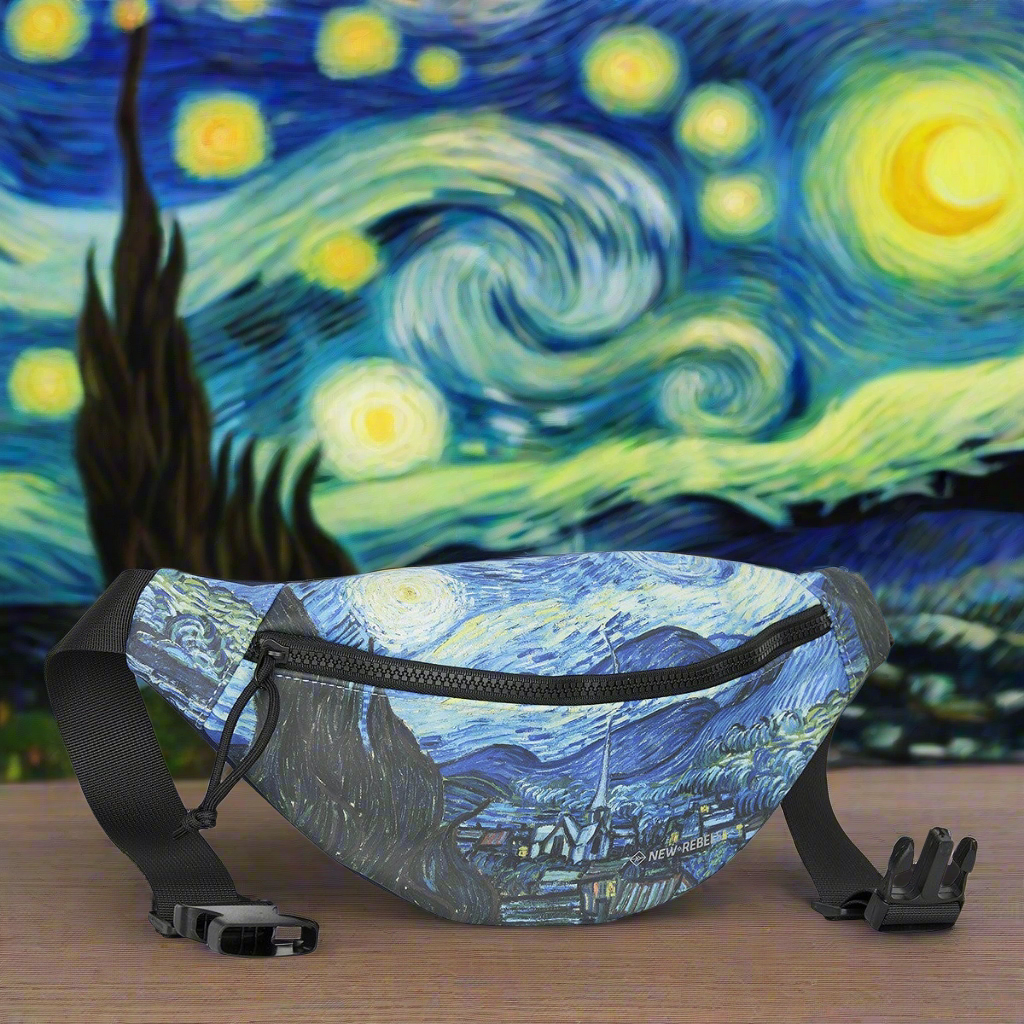 New Rebels Brooklyn Waistbag – Bauchtasche mit Van Gogh Sternennacht, wasserabweisend & leicht