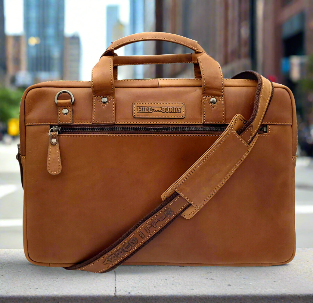 Hill Burry Echtleder Business-Tasche | Premium Laptoptasche 13 Zoll
