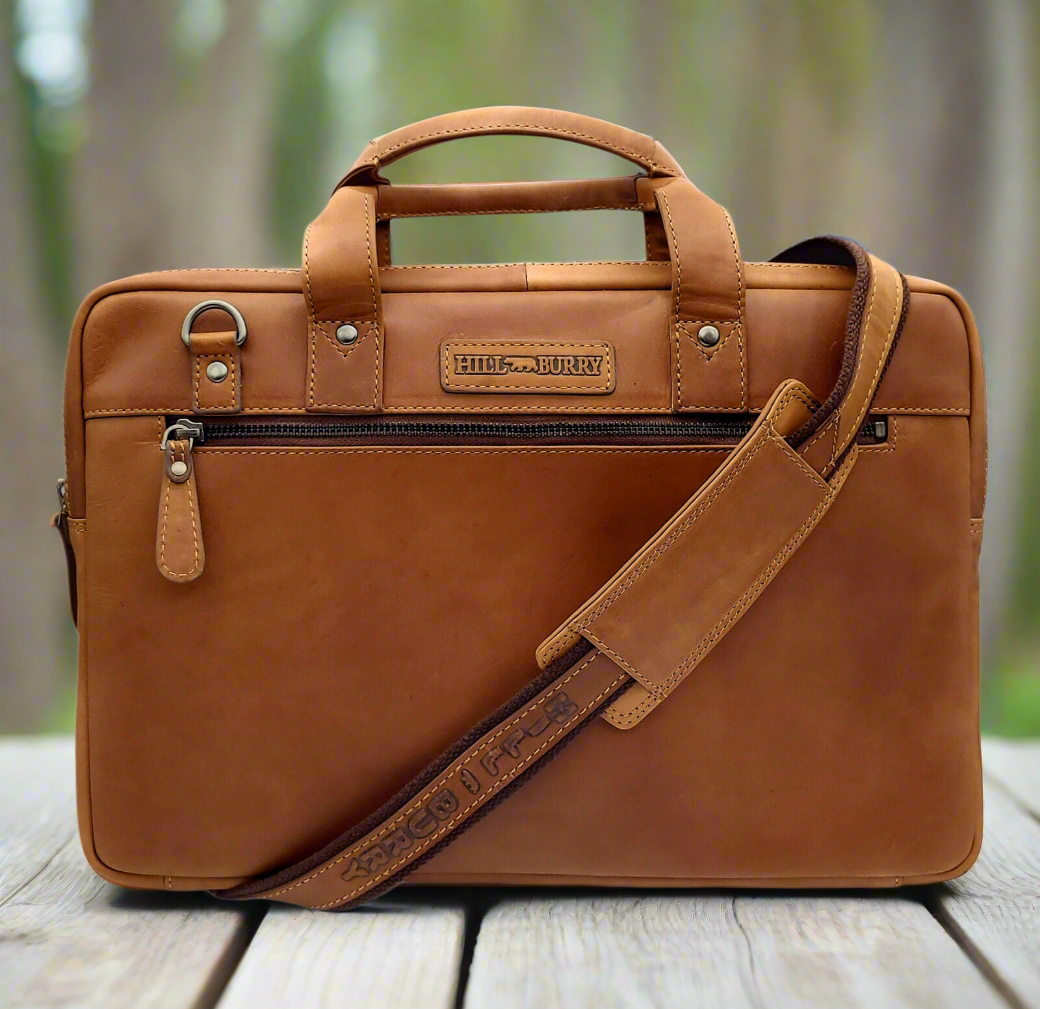 Hill Burry Echtleder Business-Tasche | Premium Laptoptasche 13 Zoll