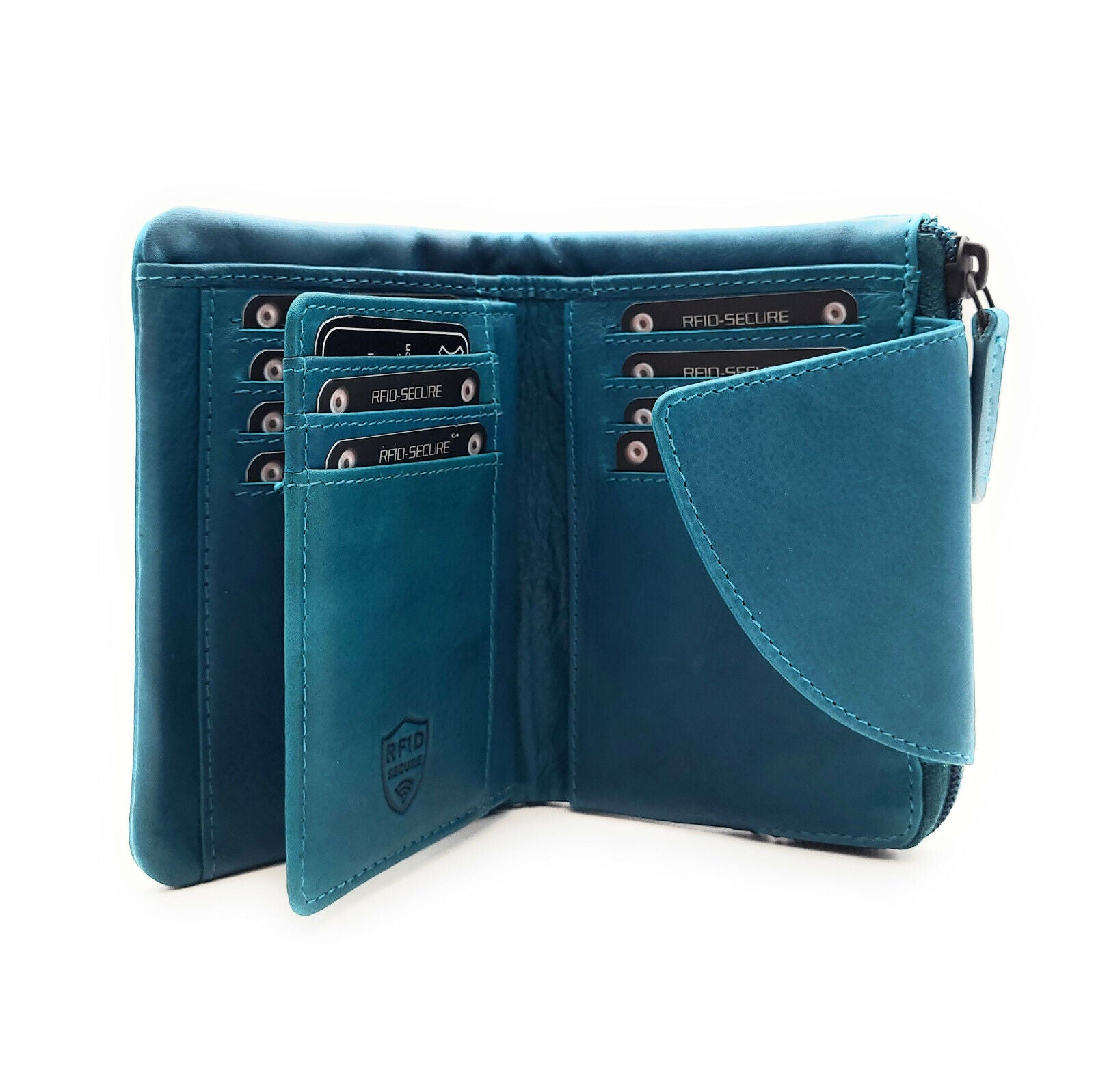 Jockey Club echt Leder Geldbörse Portemonnaie Geldbeutel mit RFID Schutz petrol blau