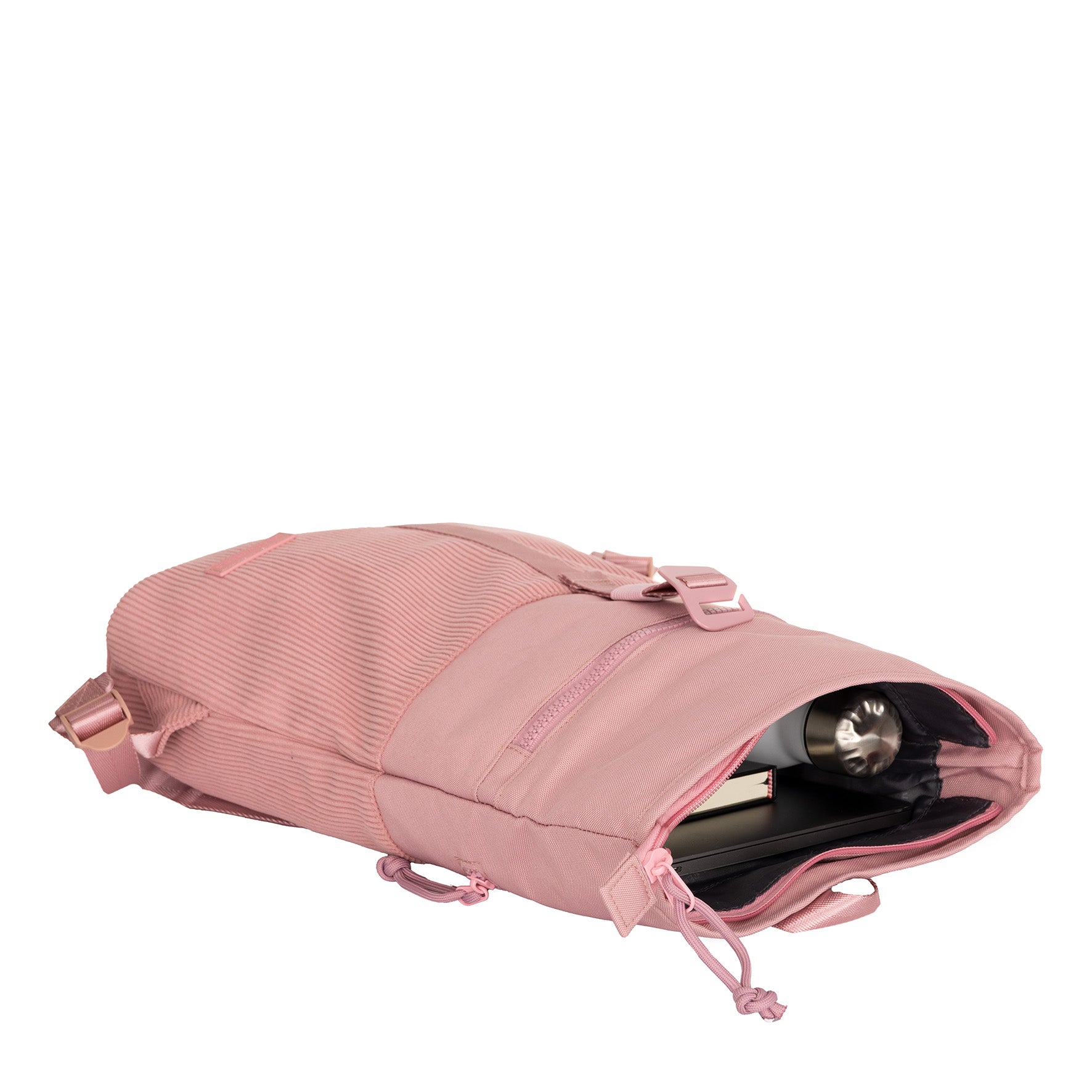 New Rebels Ribbi Roll Up Rolltop City Rucksack Los Angeles Kordoptik rosa