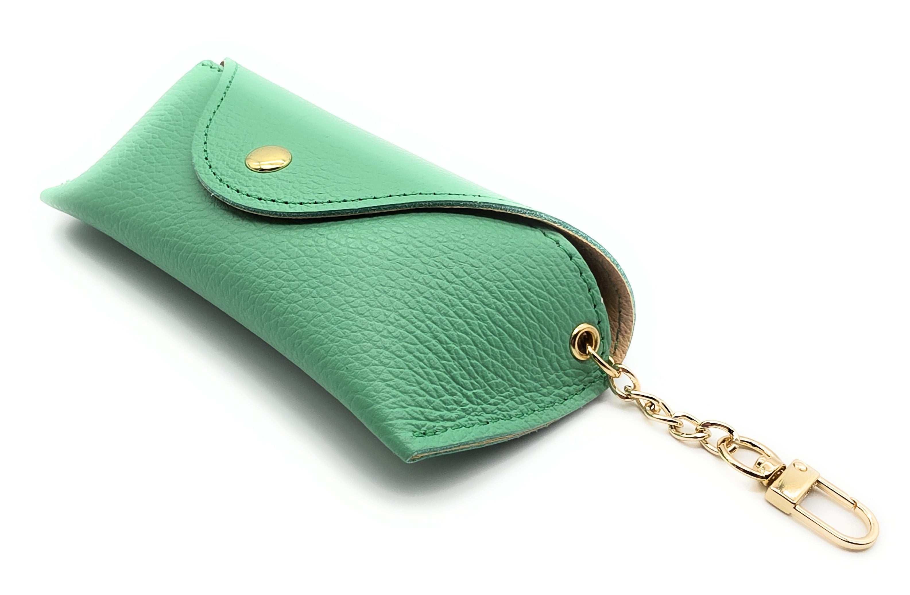Brillenetui aus echtem Leder mit Magnetverschluss und Karabinerkette – Made in Italy mint