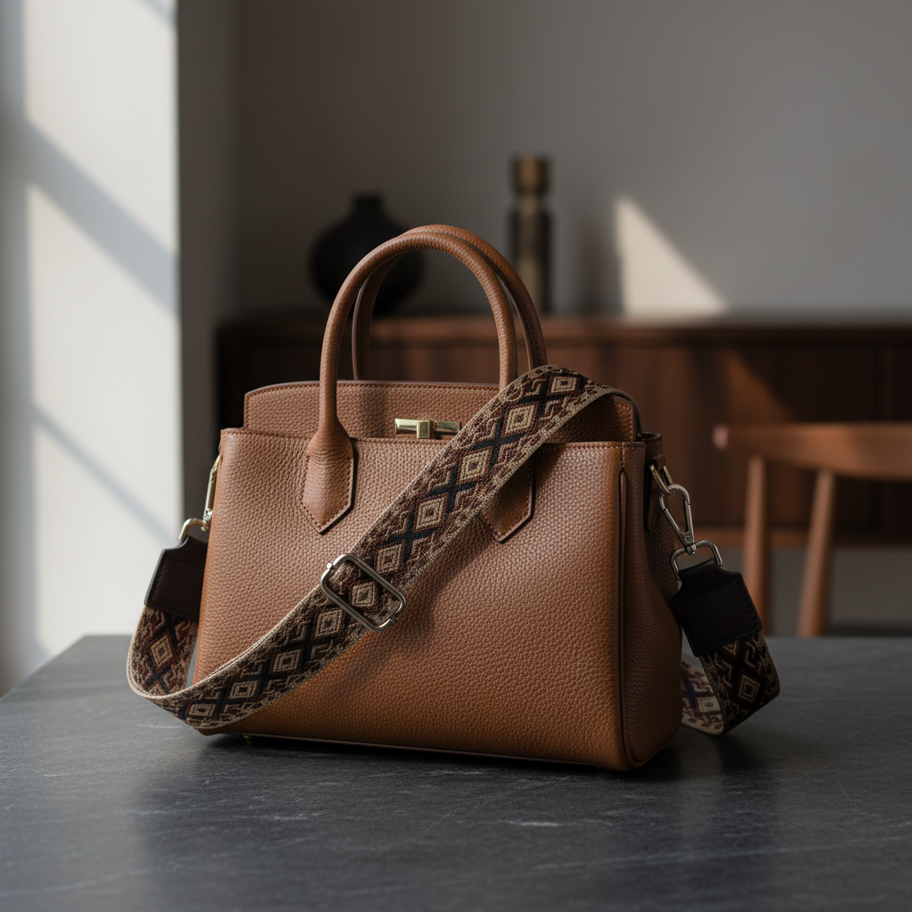 Ersatz Taschengurt Schultergurt Tragegurt Schulterriemen 4cm made in Italy braun