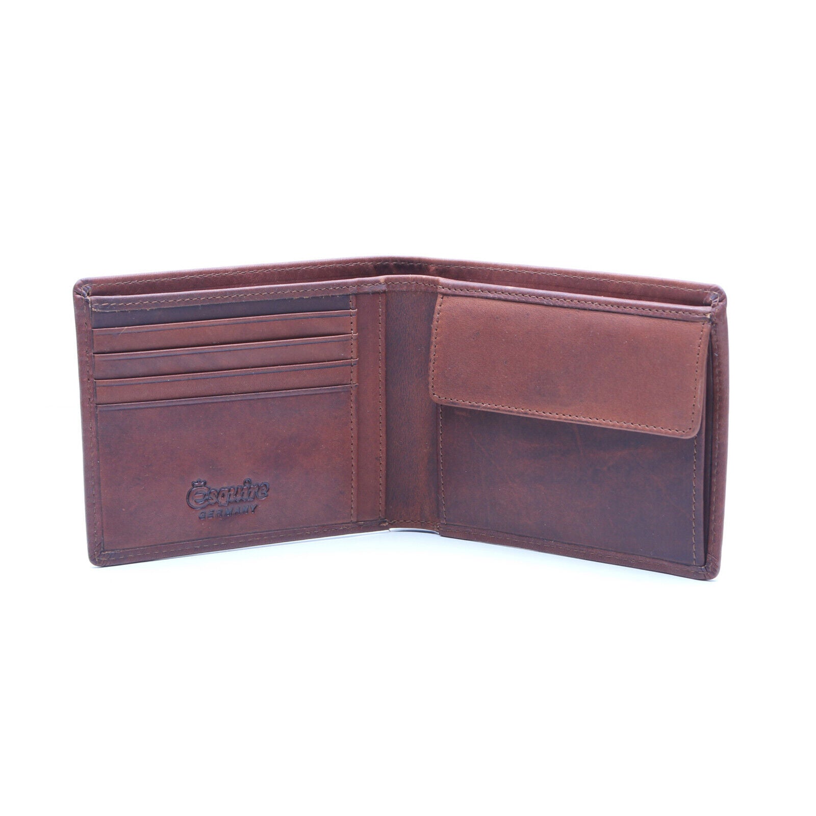 Esquire kompakte echt Leder Geldbörse Portemonnaie mit RFID Schutz braun