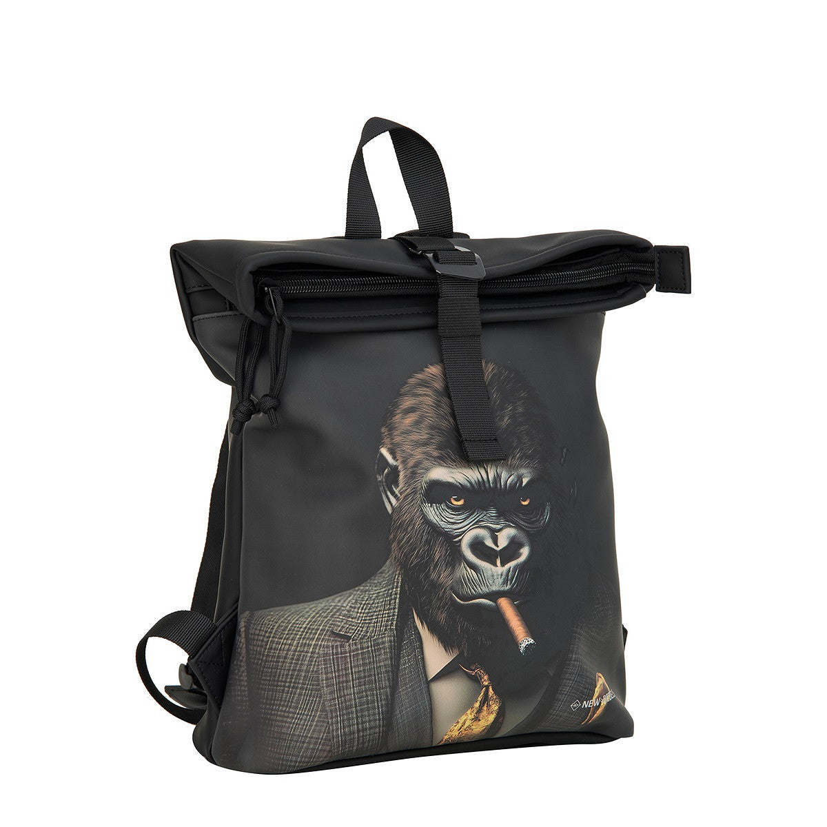 New Rebels Rolltop Cityrucksack Los Angeles – Stylischer Rolltop Rucksack mit Gorilla-Design, Wasserabweisend & Praktisch