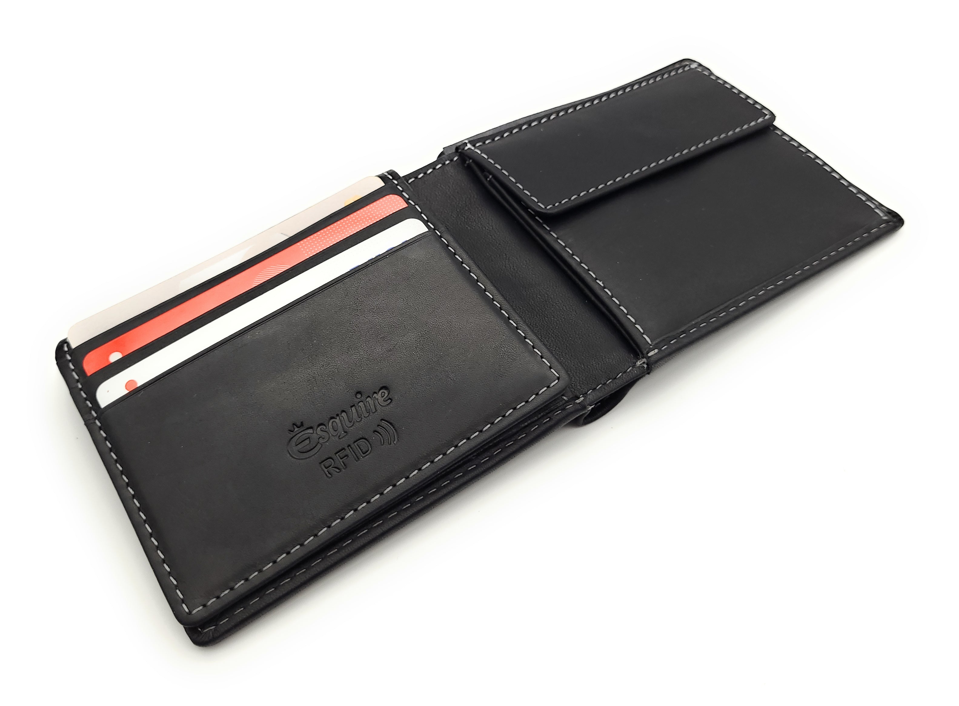 Esquire kompakte echt Leder Geldbörse Portemonnaie mit RFID Schutz "Dallas" schwarz