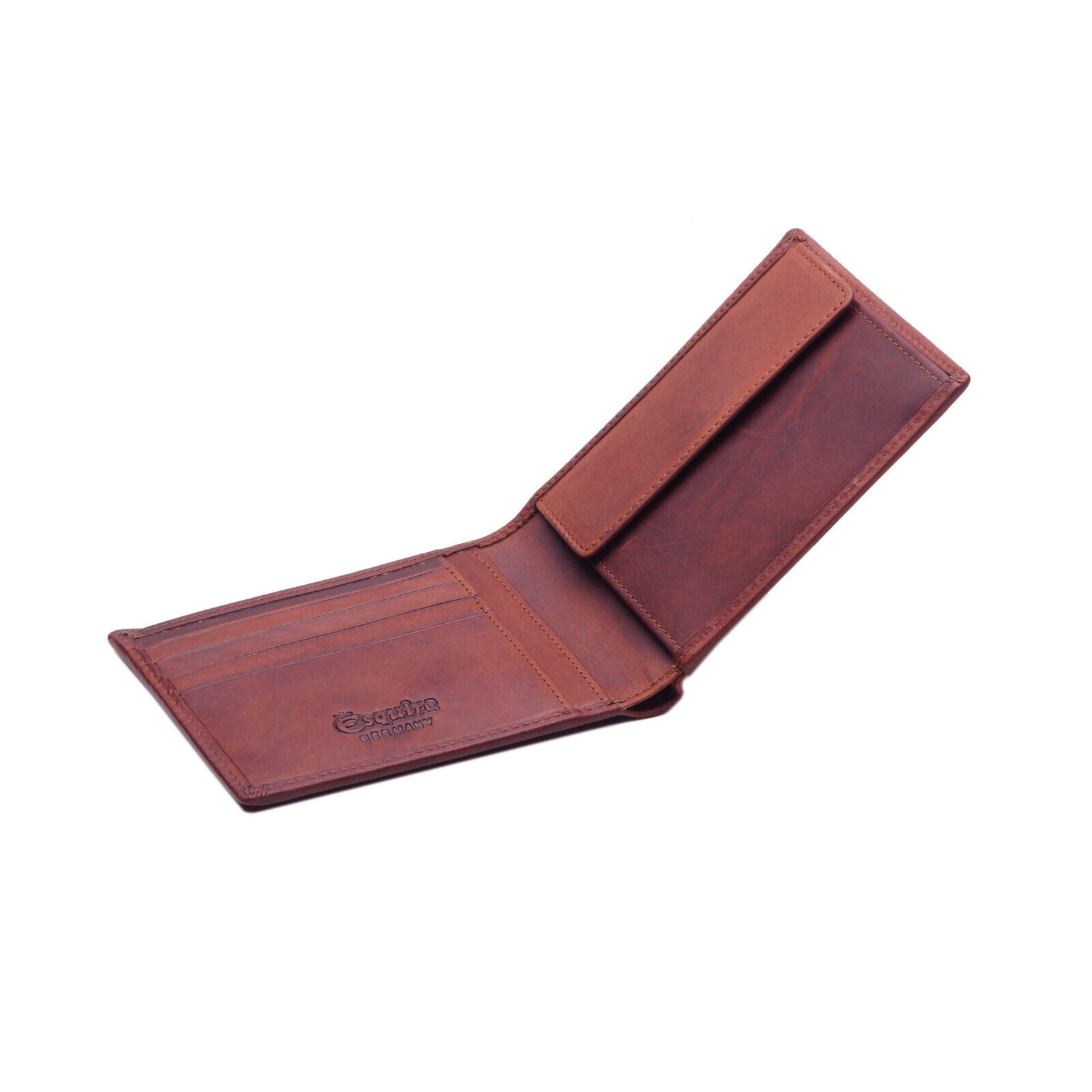 Esquire flache echt Leder Geldbörse Portemonnaie mit RFID Schutz "Dallas" braun
