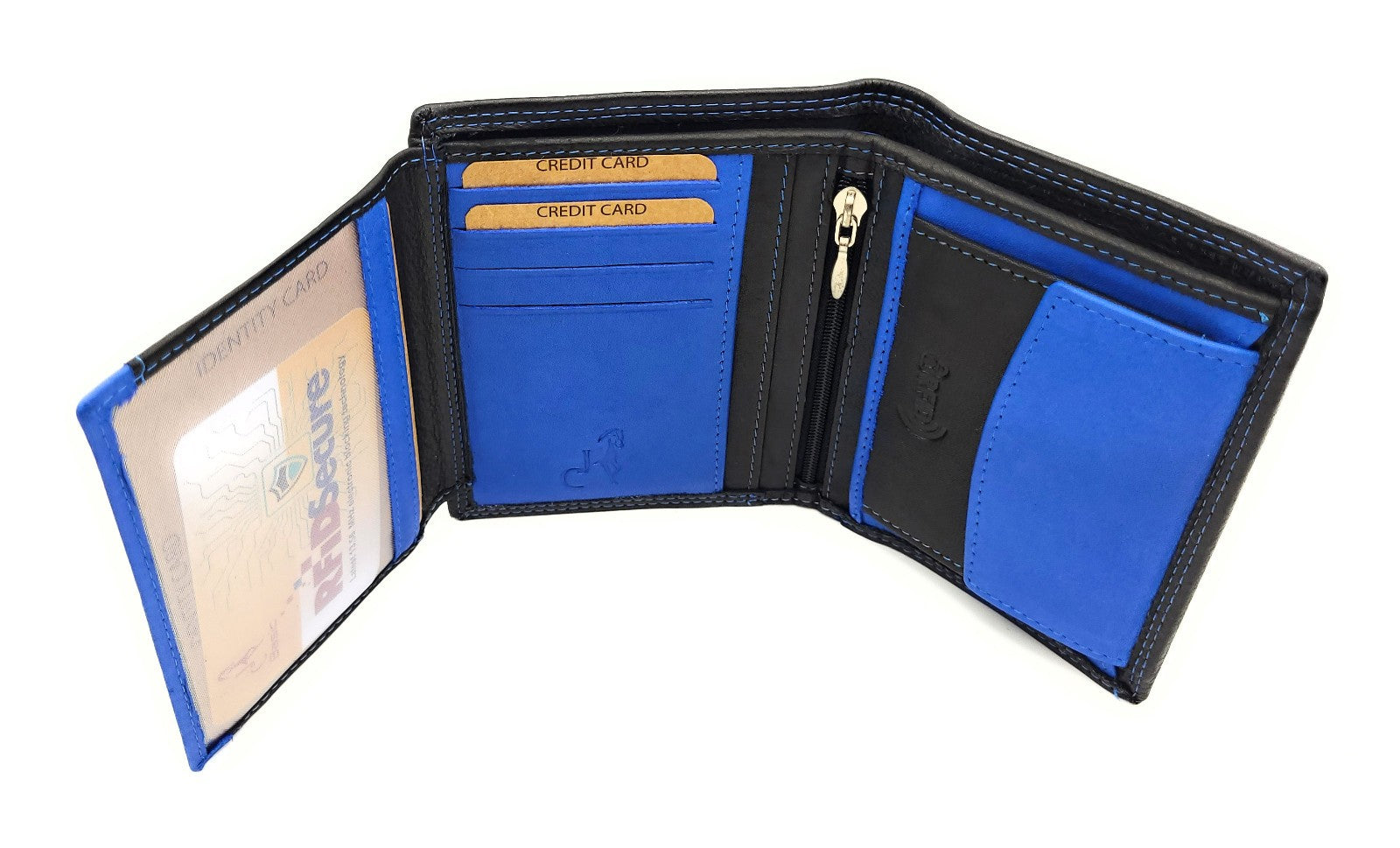 Jockey Club Basic echt Leder Geldbörse Portemonnaie Geldbeutel RFID NFC Schutz schwarz royalblau