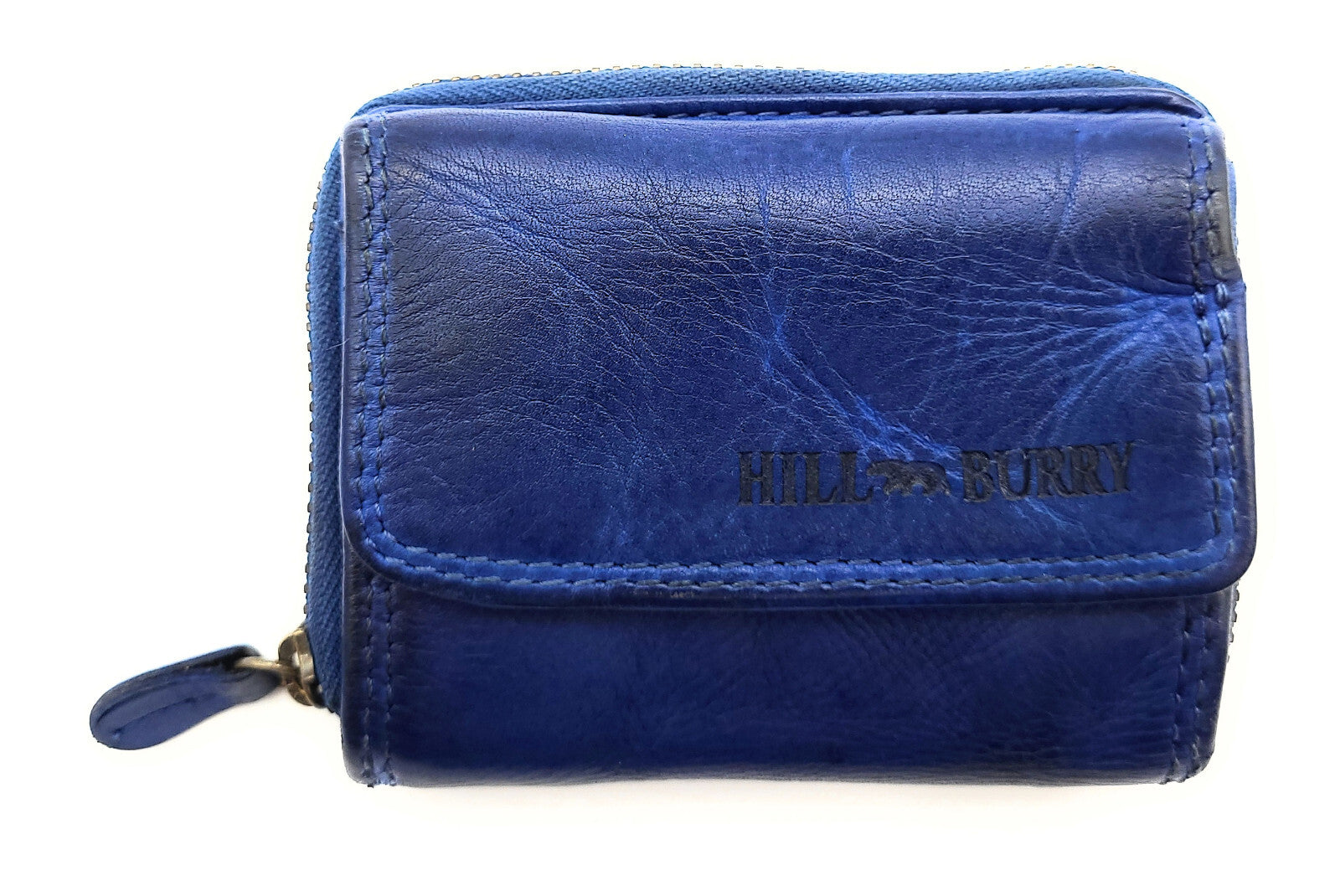 Hill Burry Mini echt Leder Damen Geldbörse Portemonnaie RFID Schutz Waschleder blau