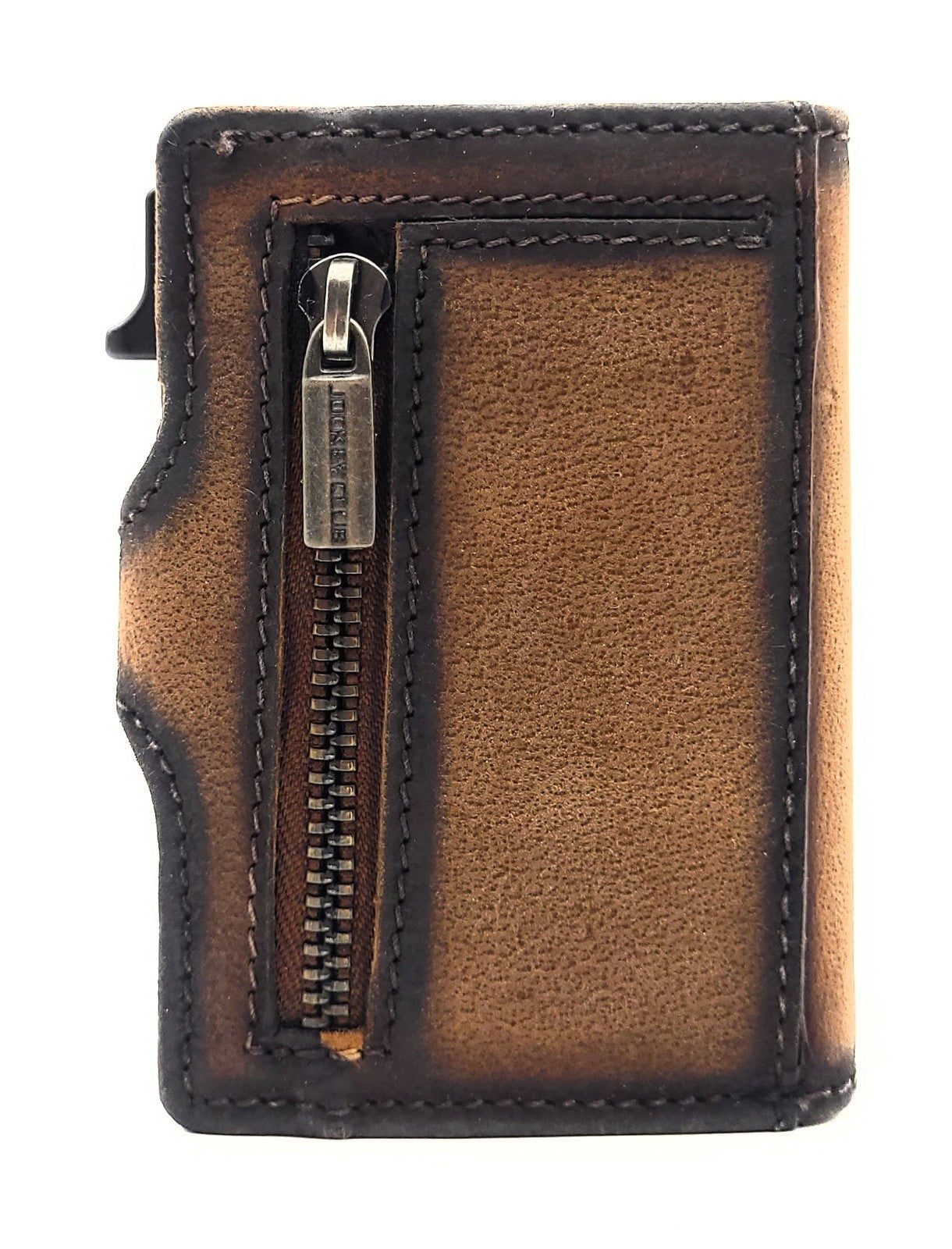 Jockey Club Slim Wallet ClipX RFID – Leder Geldbörse mit Münzfach Braun