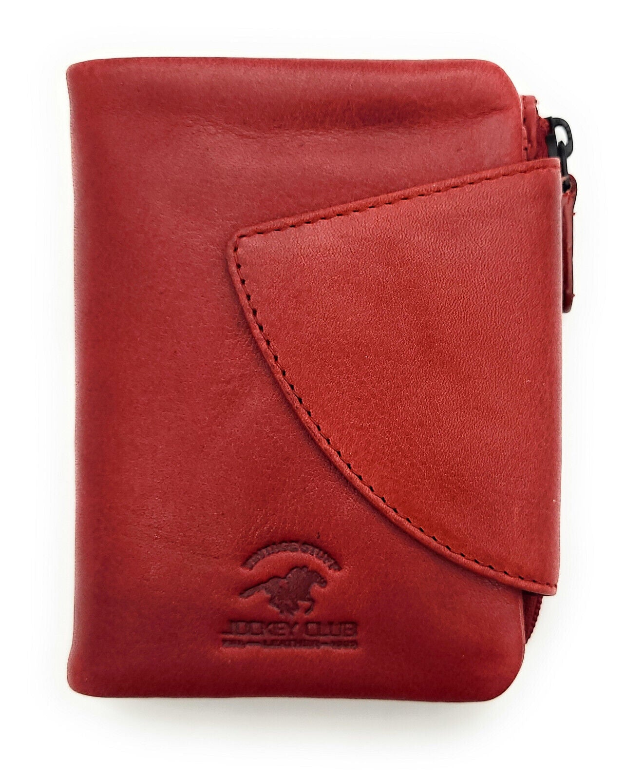 Jockey Club kompakte echt Leder Geldbörse Portemonnaie mit RFID Schutz rot