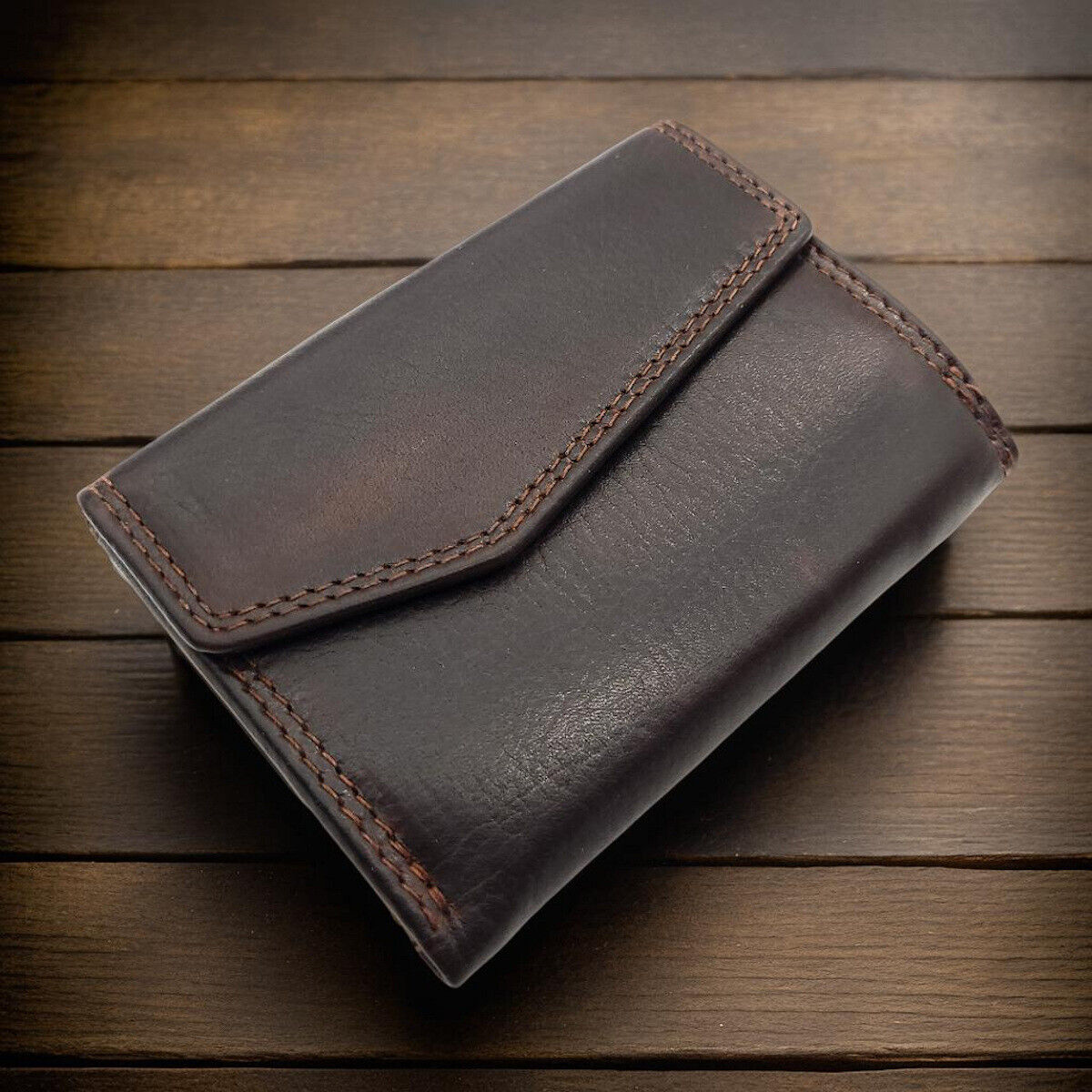 Jockey Club kleine kompakte echt Leder Geldbörse Wendebörse mit RFID Schutz braun