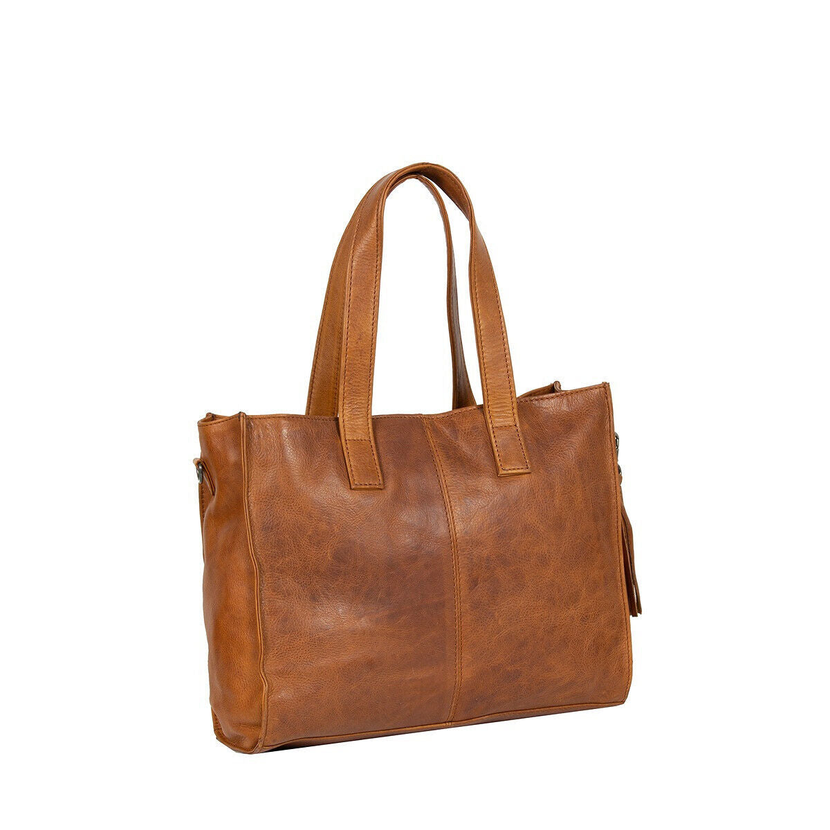 Justified Bags echt Leder Medium Damen Shopper Handtasche abnehmbarer Schultergurt Nynke cognac