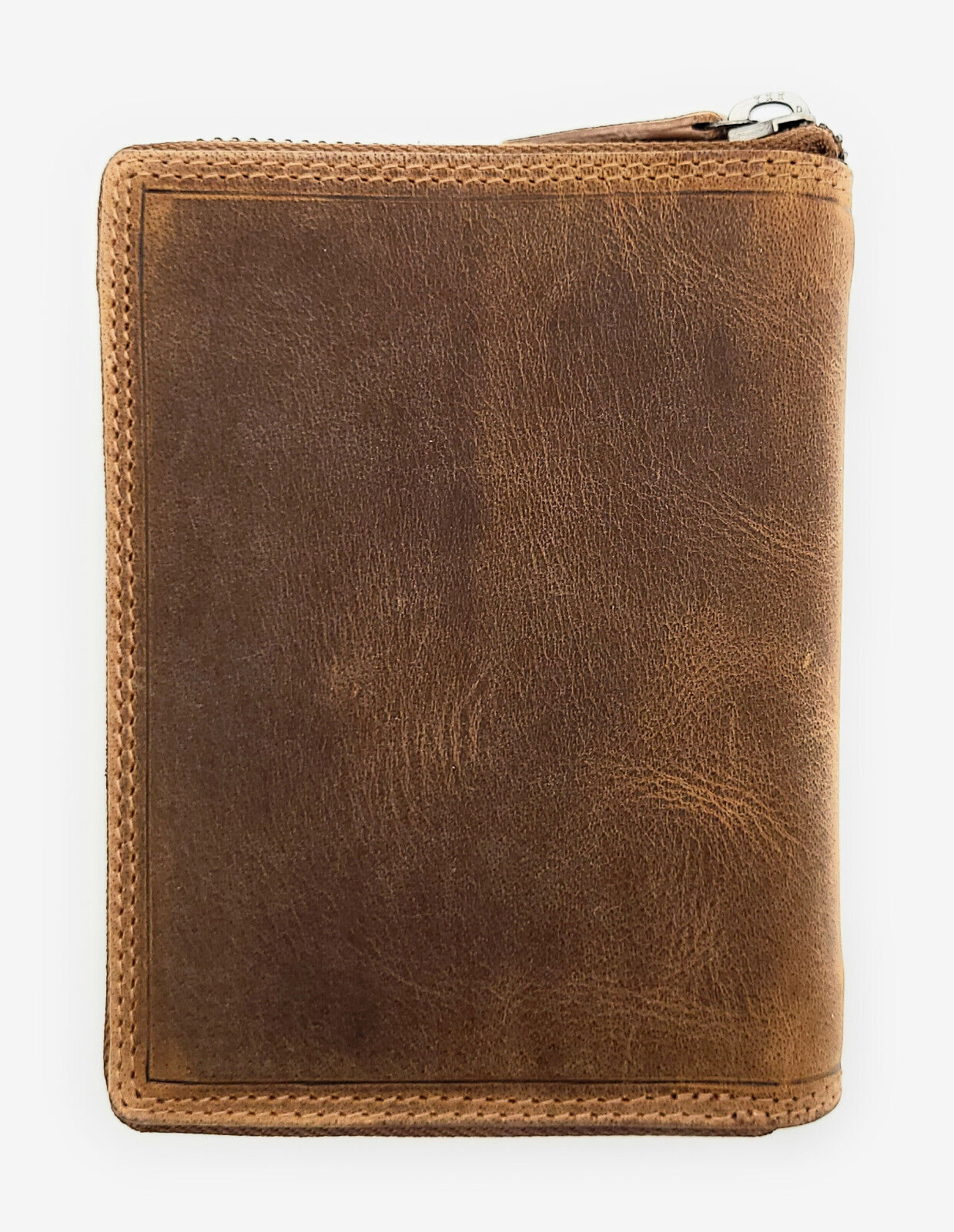 Jockey Club echt Leder Reißverschluss-Geldbörse Portemonnaie mit RFID Schutz braun