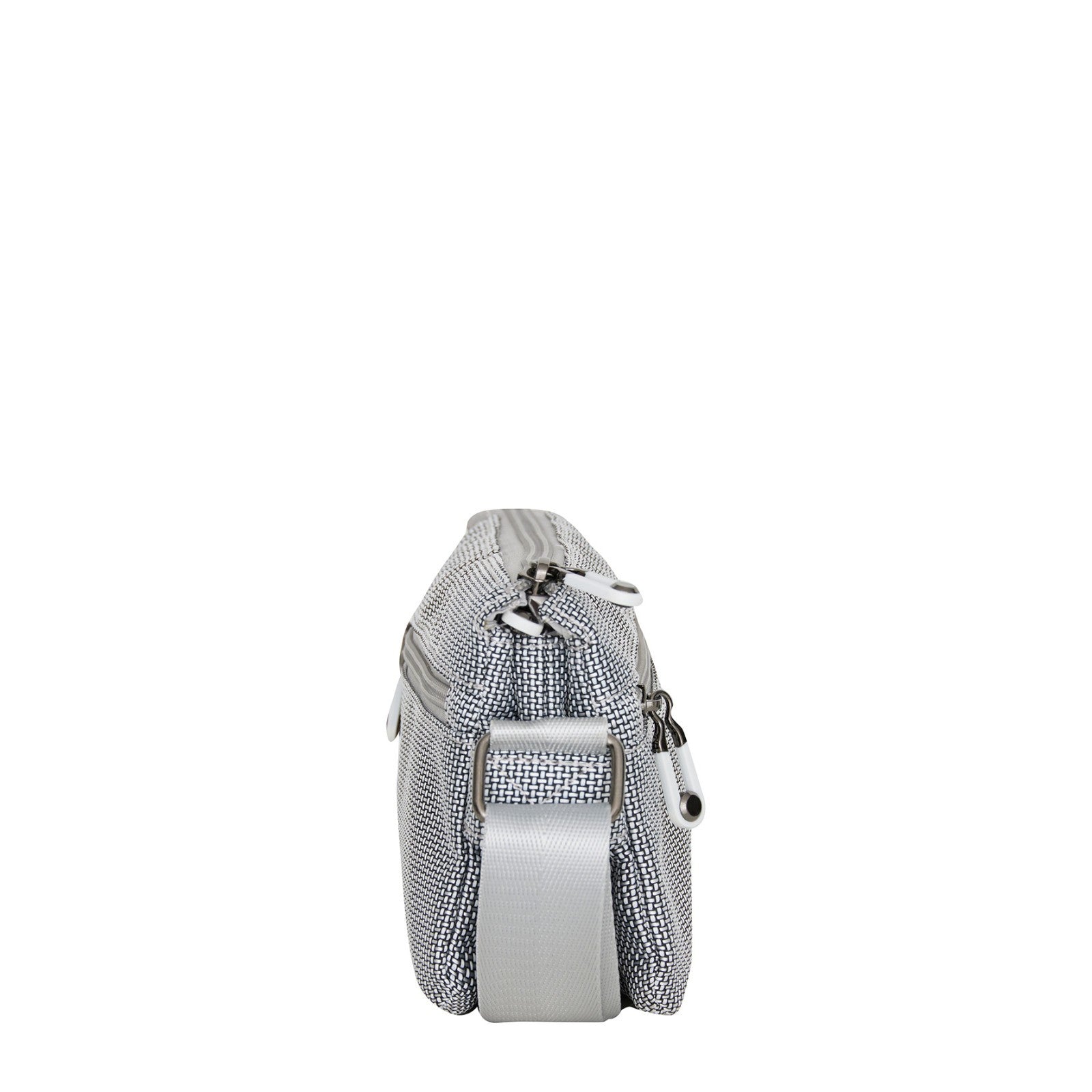 Mustang Umhängetasche Dabas – kleine Schultertasche aus Nylon mit Reißverschlussfächern & verstellbarem Gurt silber