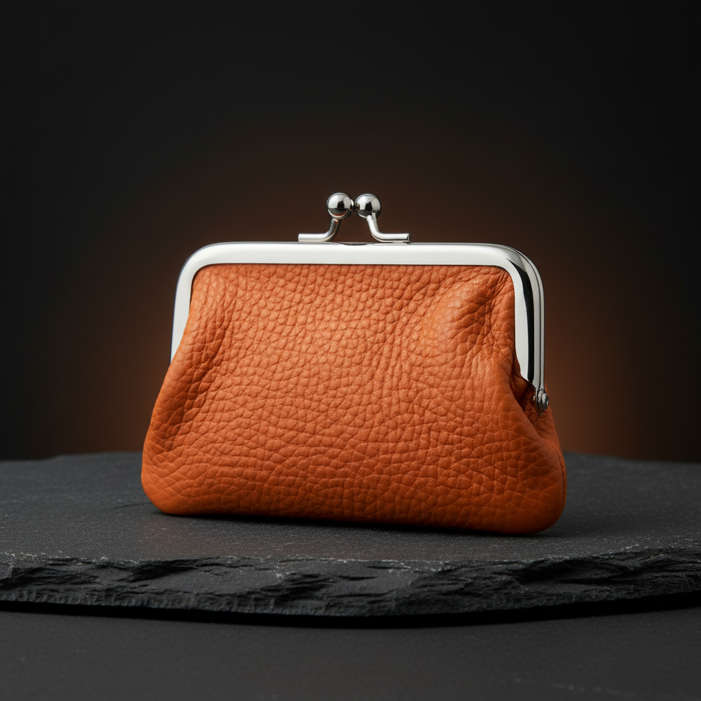 Mini Geldbörse Bügelbörse Rindleder orange – Made in Italy, kompakt & vielseitig
