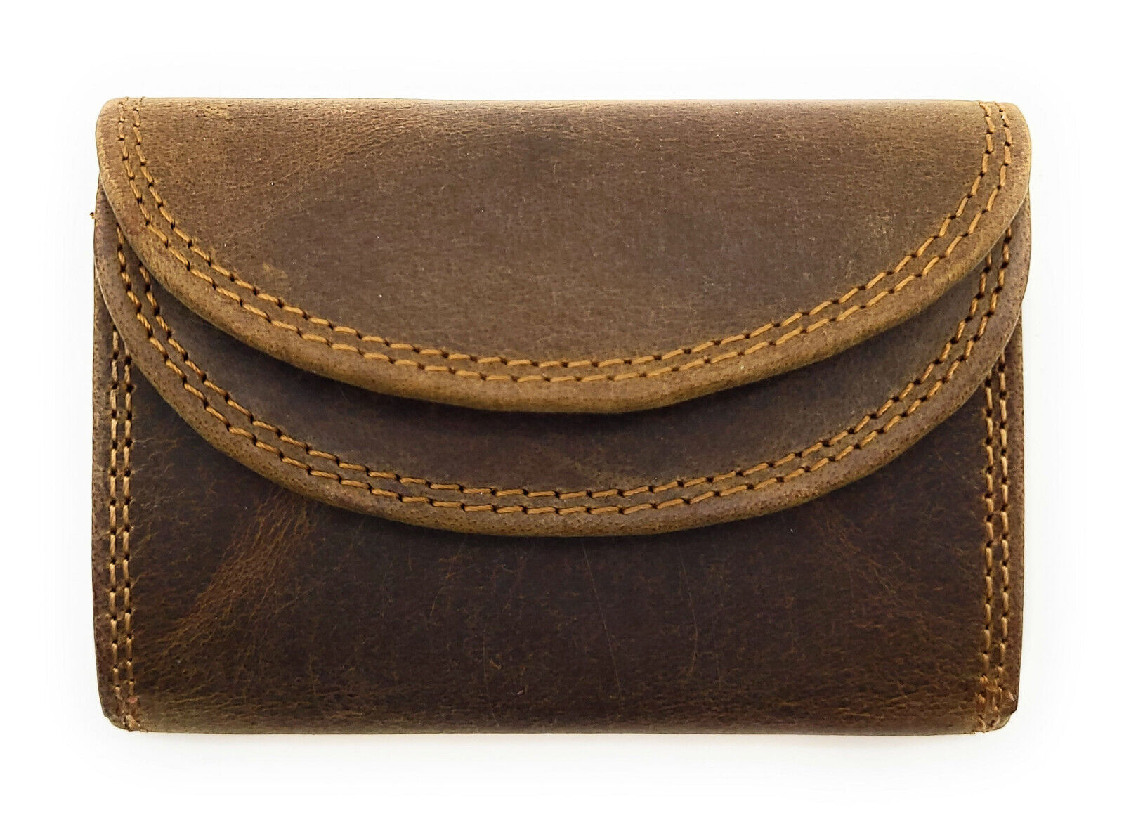 Lemasi echt Leder Mini Geldbörse Portemonnaie Wickelbörse Urlaubsbörse Hunterleder braun