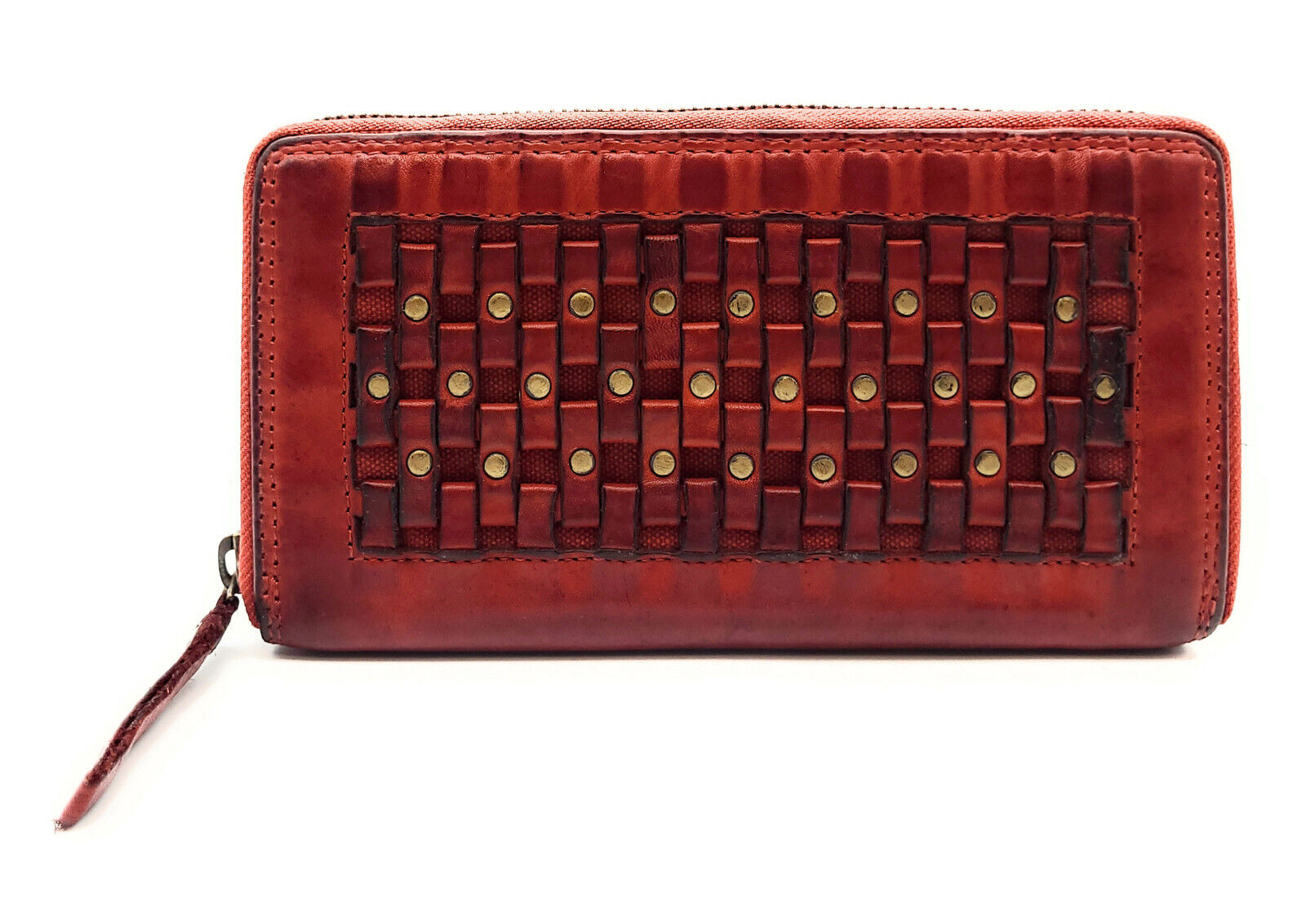 Hill Burry echt Leder Damen Geldbörse Portemonnaie Waschleder mit Nieten rot