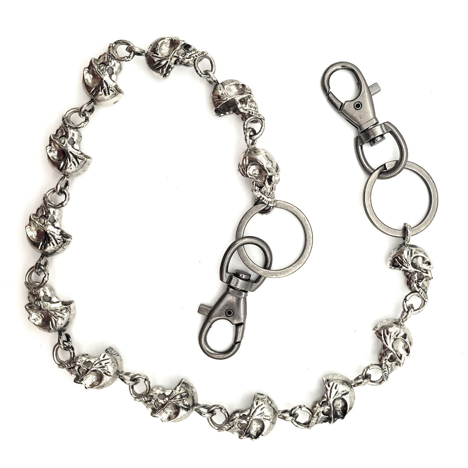 Totenkopf Hosenkette Metall 60cm - Schwere Geldbörsenkette Eisen Antik