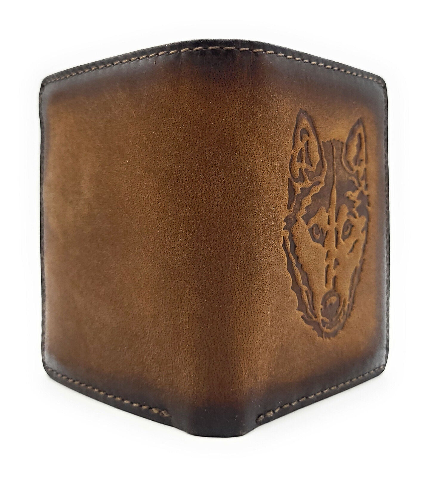 Jockey Club echt Leder Mini Geldbörse Portemonnaie mit RFID NFC Schutz Husky vintage braun
