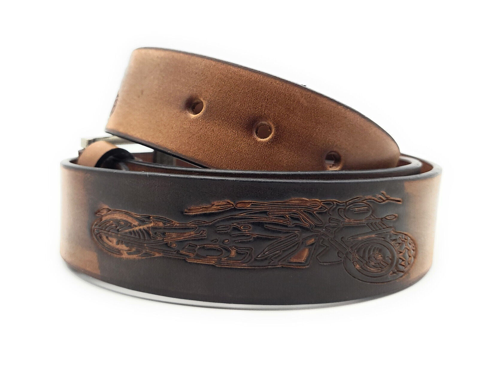 echt Leder Herren Gürtel Ledergürtel Büffelleder Motorrad Bike 95cm braun