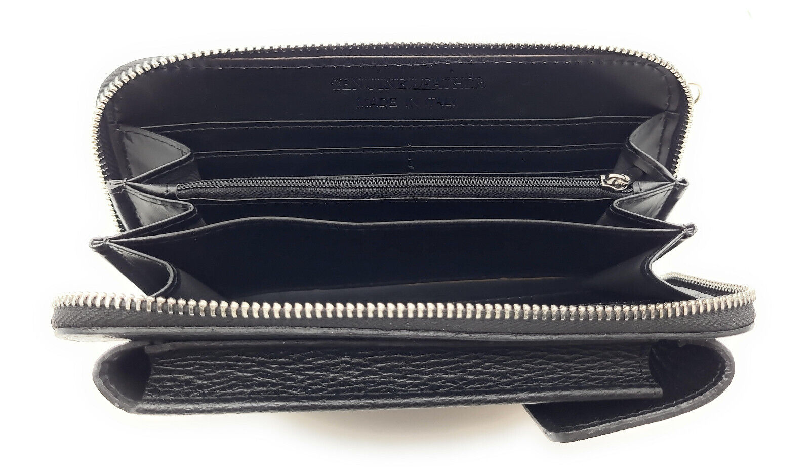 echt Leder Handytasche Smartphonetasche Geldbörse Umhängetasche made in Italy schwarz