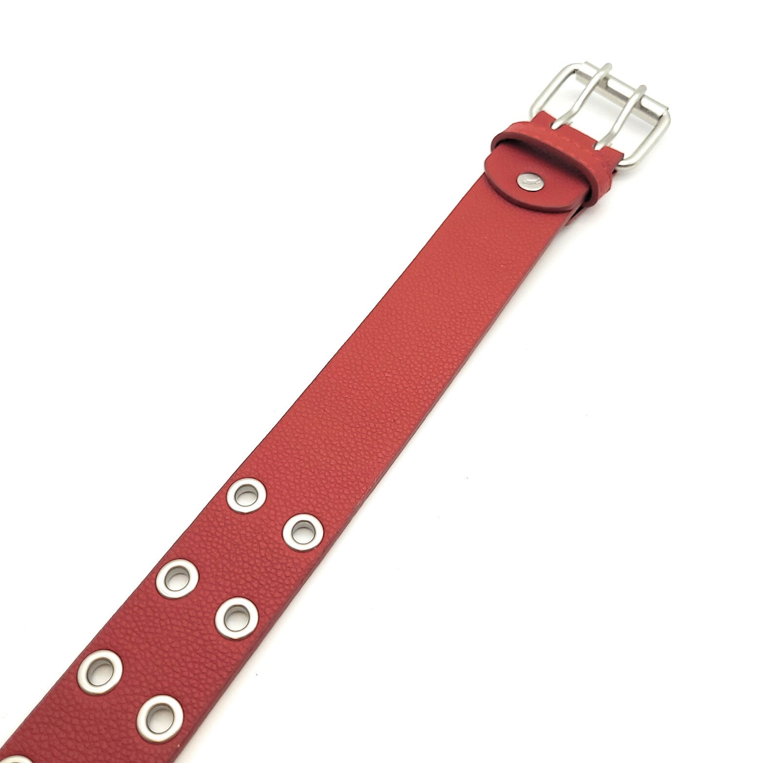 2-Loch Nietengürtel Ösen Gürtel Jeansgürtel Damen Herren echt Leder & PU 125cm rot (110cm Bundweite)
