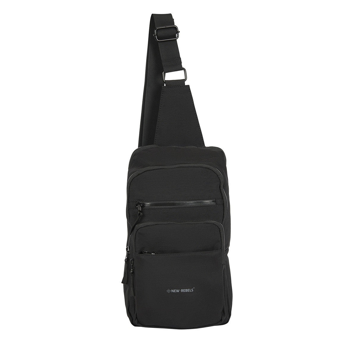 New Rebels Walden - Caldwell große Crossbody Bag – Nylon Umhängetasche mit Tabletfach & Sicherheitsfach schwarz