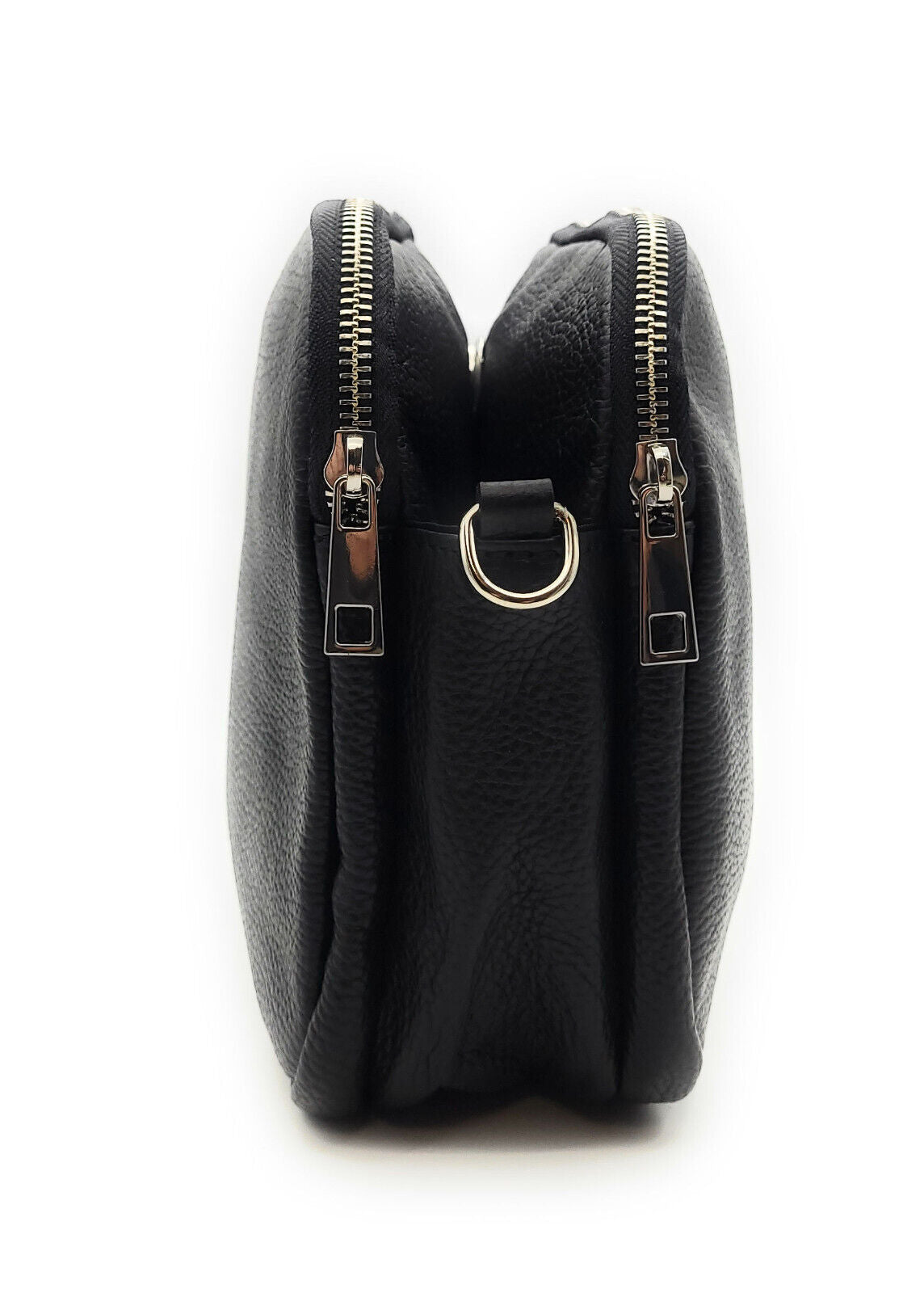 Elegante schwarze Echtleder-Handtasche für Damen – Made in Italy | Kleine Umhängetasche mit Schultergurt & Tragehenkel – zeitloses Design & hochwertige Verarbeitung