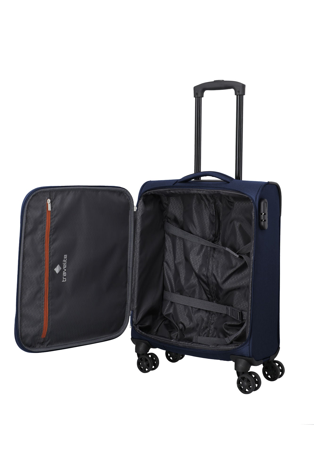 Travelite Priego Trolley S 55 cm – Handgepäck Koffer mit 4 Rollen & Zahlenschloss navy