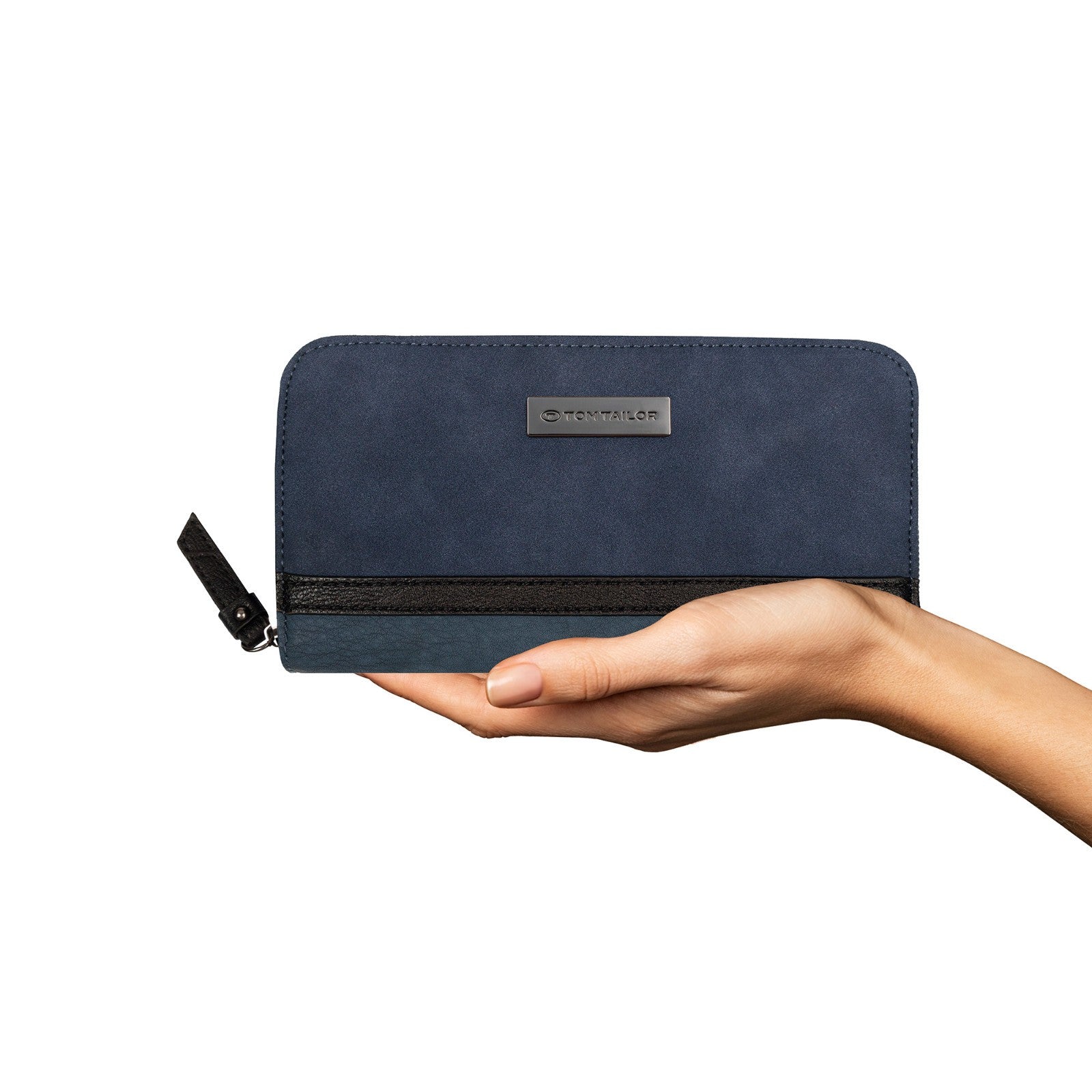 Tom Tailor Damen Geldbörse Elin – Long Zip Wallet mit 12 Kartenfächern, florales Innenfutter – 20x2,5x10,5 cm – UVP 45,99 € blau