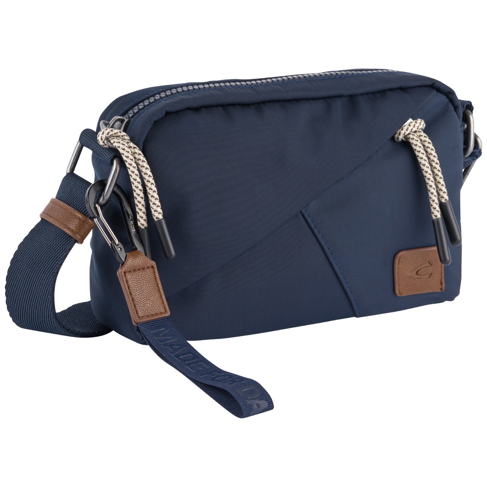 camel active Aurum Camera Bag Umhängetasche recyceltes Nylon 23cm, abwaschbar, Schulterriemen, blau