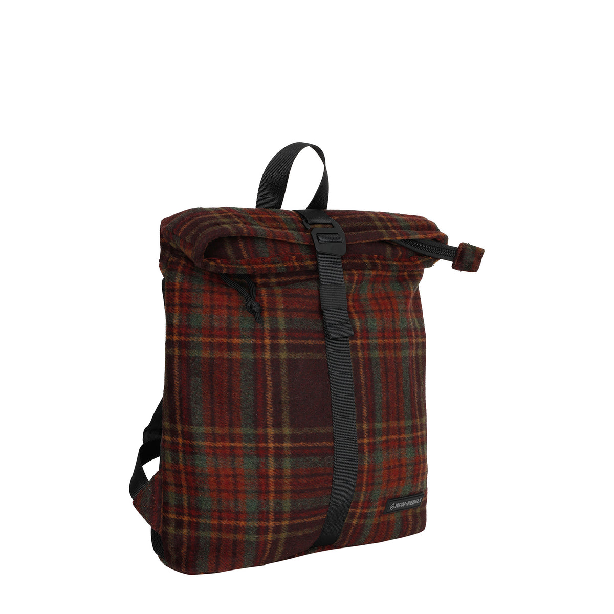 New Rebels Ribbi Roll Up Rolltop City Rucksack Los Angeles Scott Flanell karo burgundy
