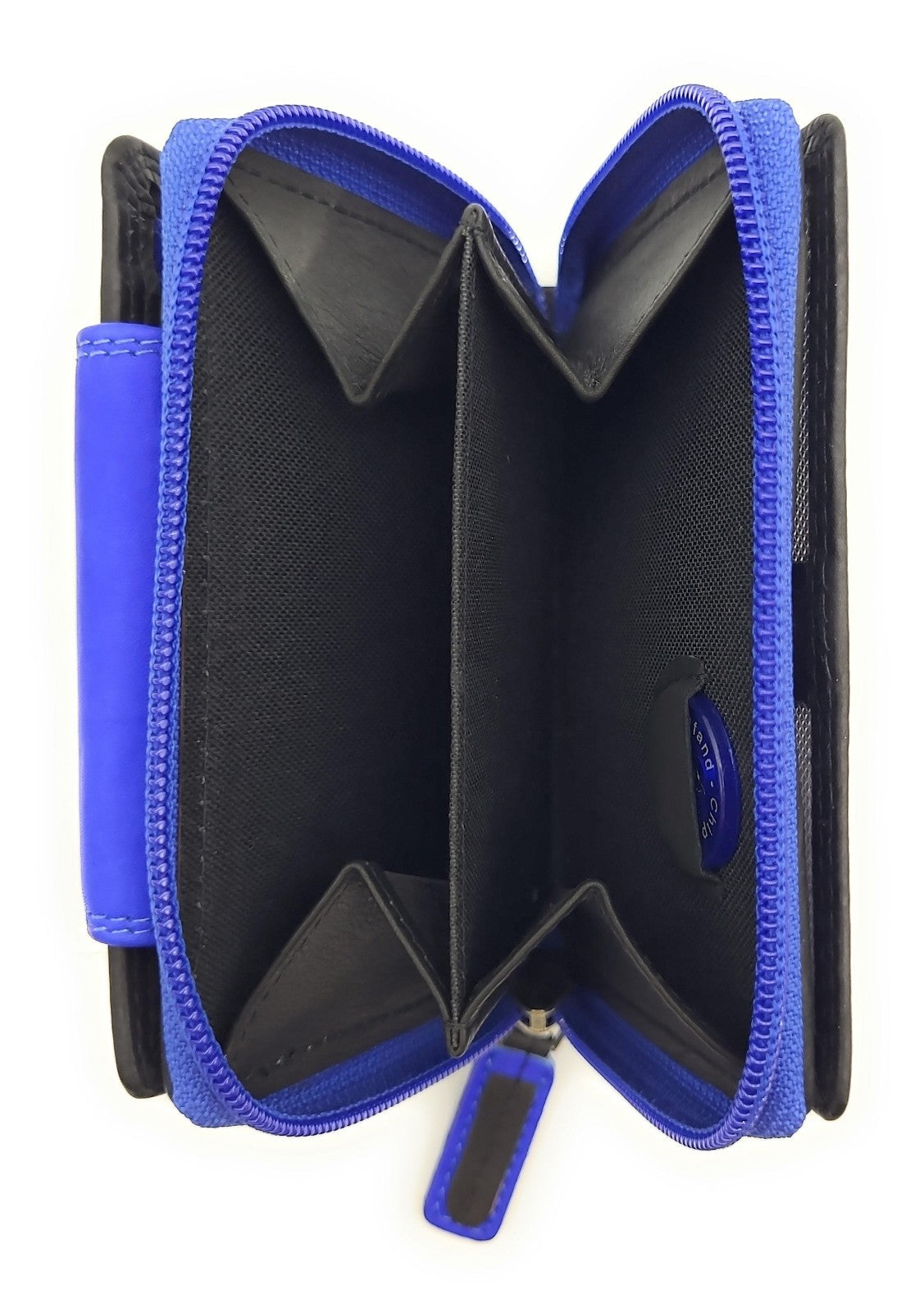 Jockey Club echt Leder Damen Geldbörse Portemonnaie mit RFID Schutz schwarz royalblau