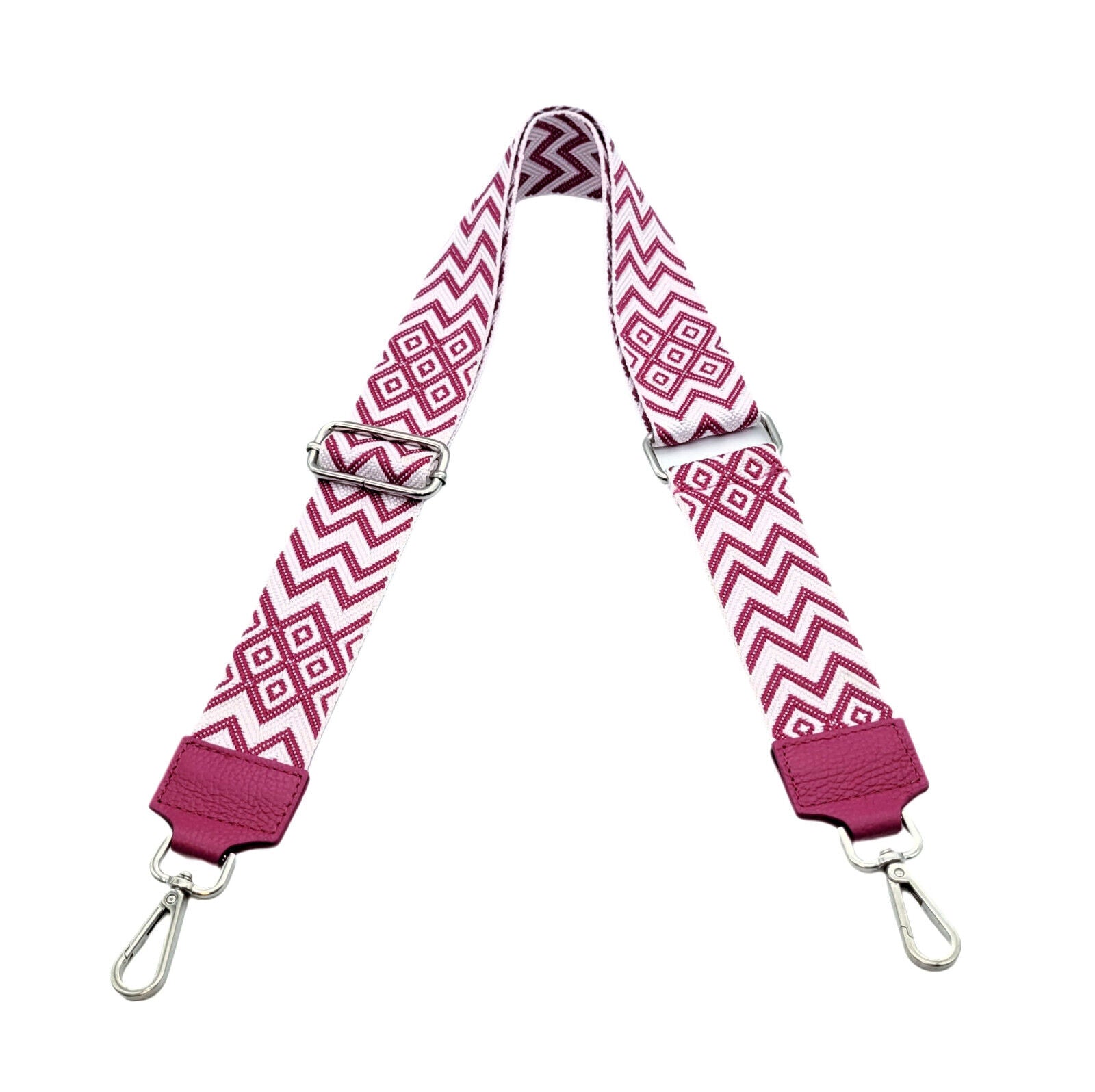 Ersatz Taschengurt Schultergurt Tragegurt Schulterriemen 5cm made in Italy pink weiß silber