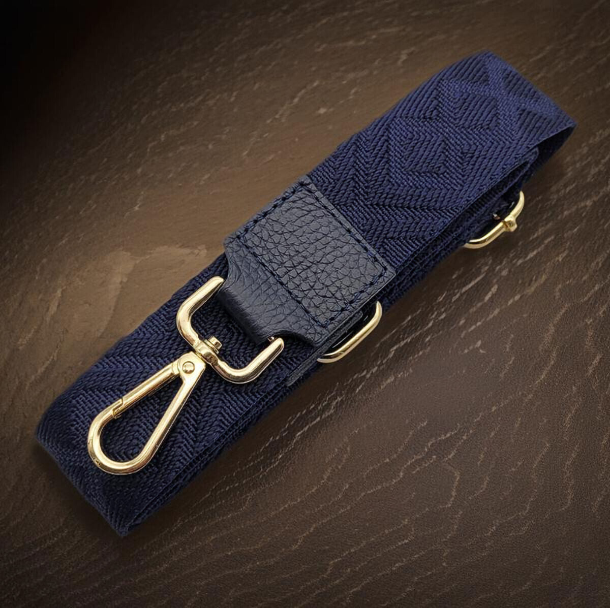Ersatz Taschengurt Schultergurt Tragegurt Schulterriemen 4cm made in Italy navy gold