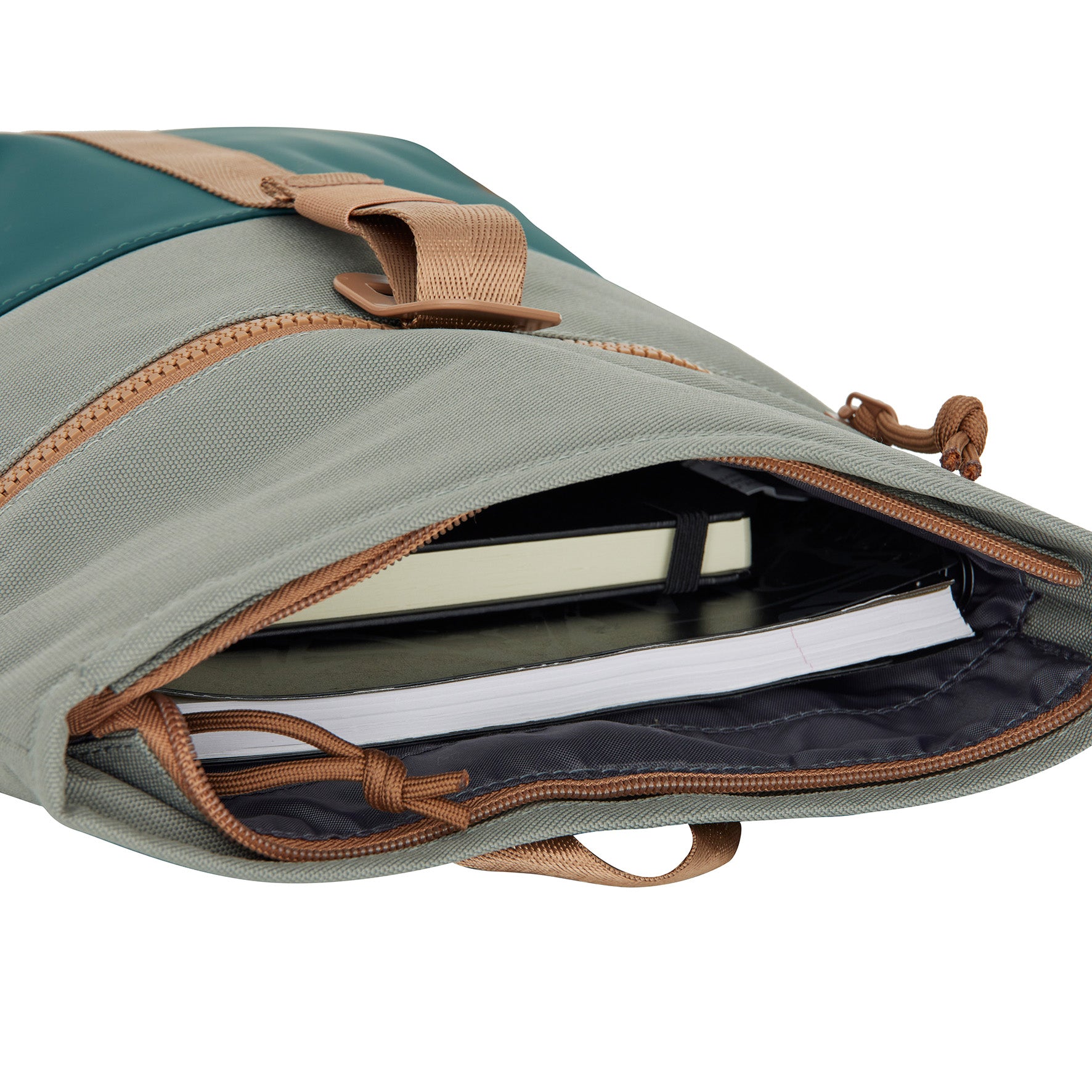 New Rebels Ferron Roll Up Rolltop City Rucksack Los Angeles wasserabweisend Petrol Grün Kupfer