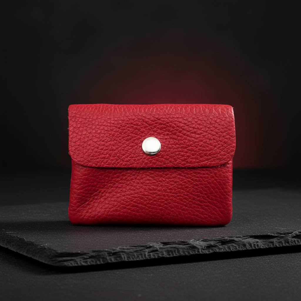 Mini Geldbörse aus echtem Rindleder – kompaktes Leder Portemonnaie Made in Italy rot