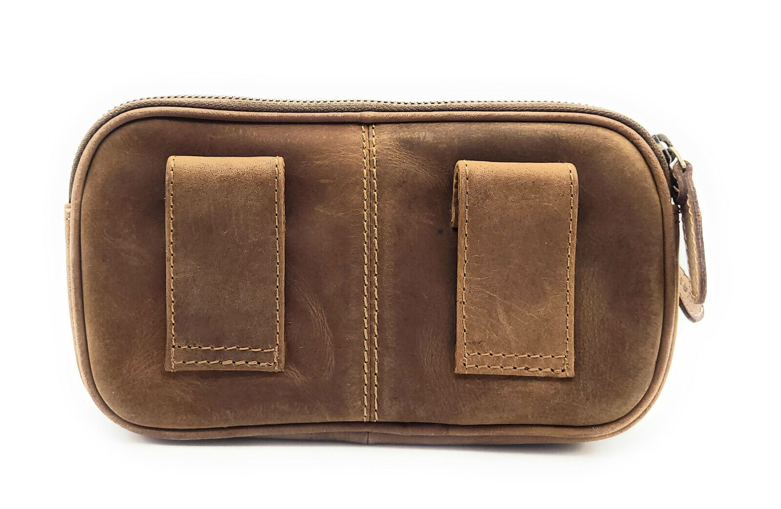 große echt Leder Reißverschluss Gürteltasche Bikertasche Hüfttasche Bauchtasche Hunterleder braun