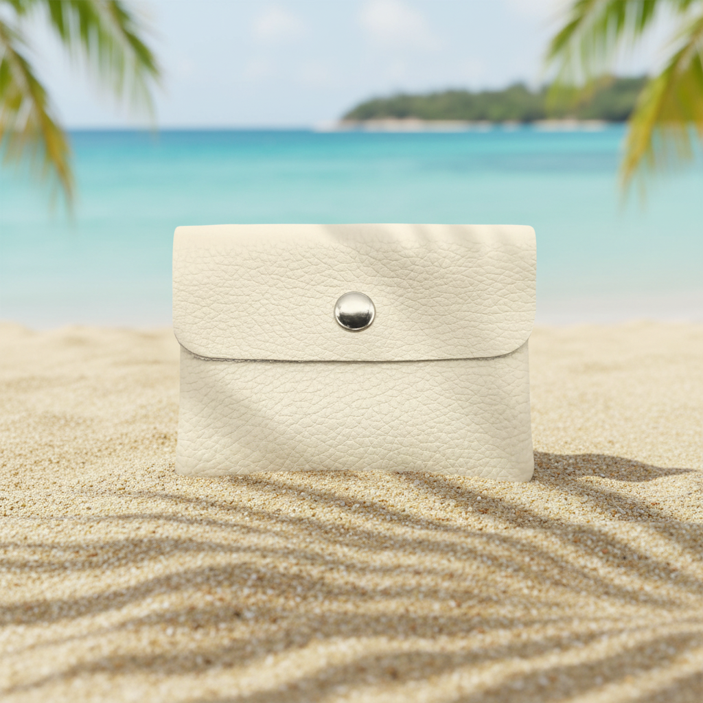 Mini Geldbörse aus echtem Rindleder – kompaktes Leder Portemonnaie Made in Italy cremeweiß