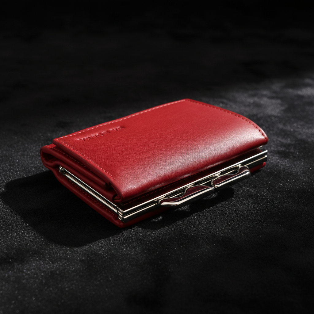 La Scala Bügelbörse Damen Leder | Rahmenbörse mit Bügelverschluss | Geldbörse rot