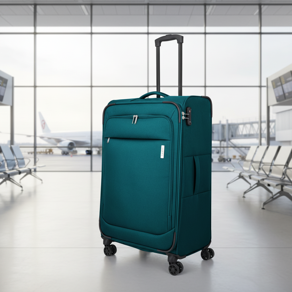 Travelite Priego Trolley L 77 cm – Großer Reisekoffer mit 4 Rollen & 90 L Volumen petrol