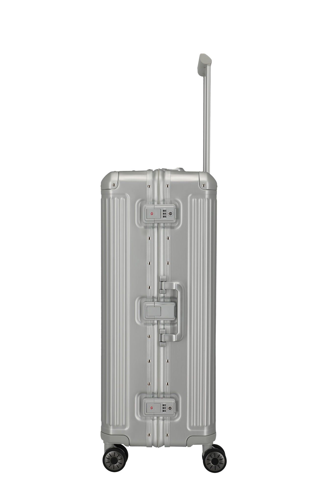 Travelite Next Trolley L – Aluminium Koffer 100 L, TSA, 4 Rollen, variable Packplatte