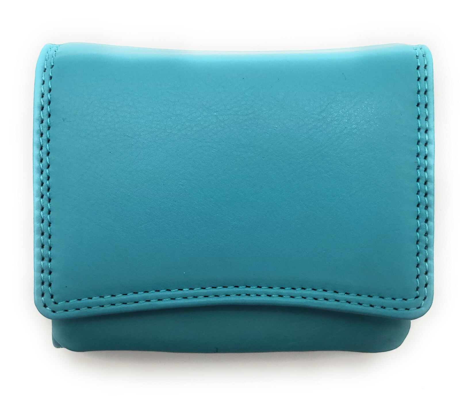 Farbenfrohe Geldbörse aus Nappaleder mit RFID-Schutz, klein & kompakt, viele Fächer Türkis