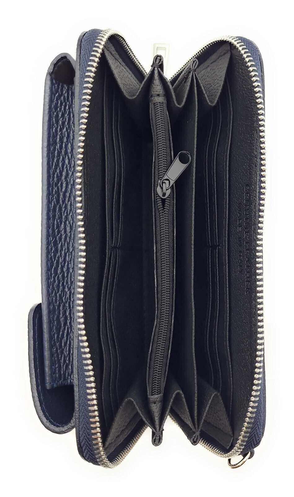 echt Leder Handybörse Smartphonetasche Geldbörse Umhängetasche made in Italy navy blau