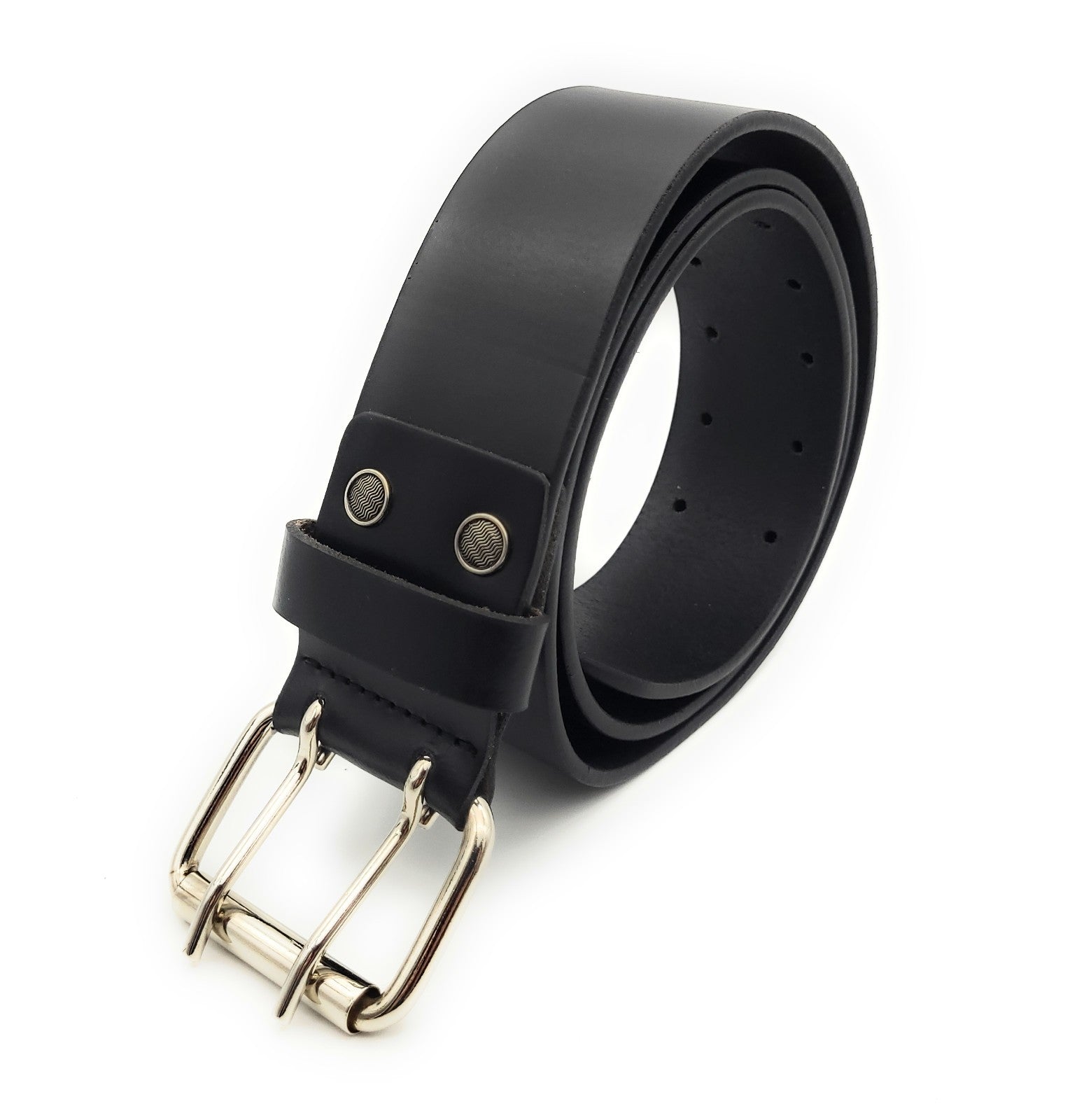 Arbeitergürtel / Handwerkergürtel aus Büffelvollleder – 50 mm breit, 10-fach Lochung, doppelte Dornschließe, kürzbar, 105 cm Bundweite schwarz