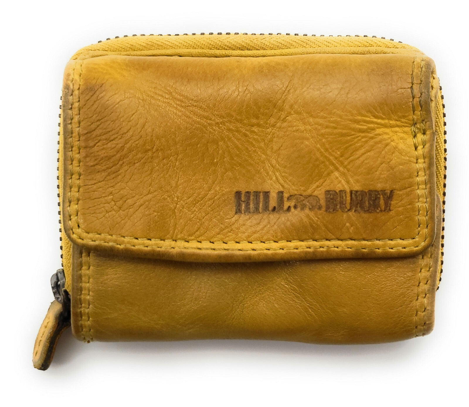 Hill Burry Mini echt Leder Damen Geldbörse Portemonnaie RFID Schutz Waschleder curry gelb