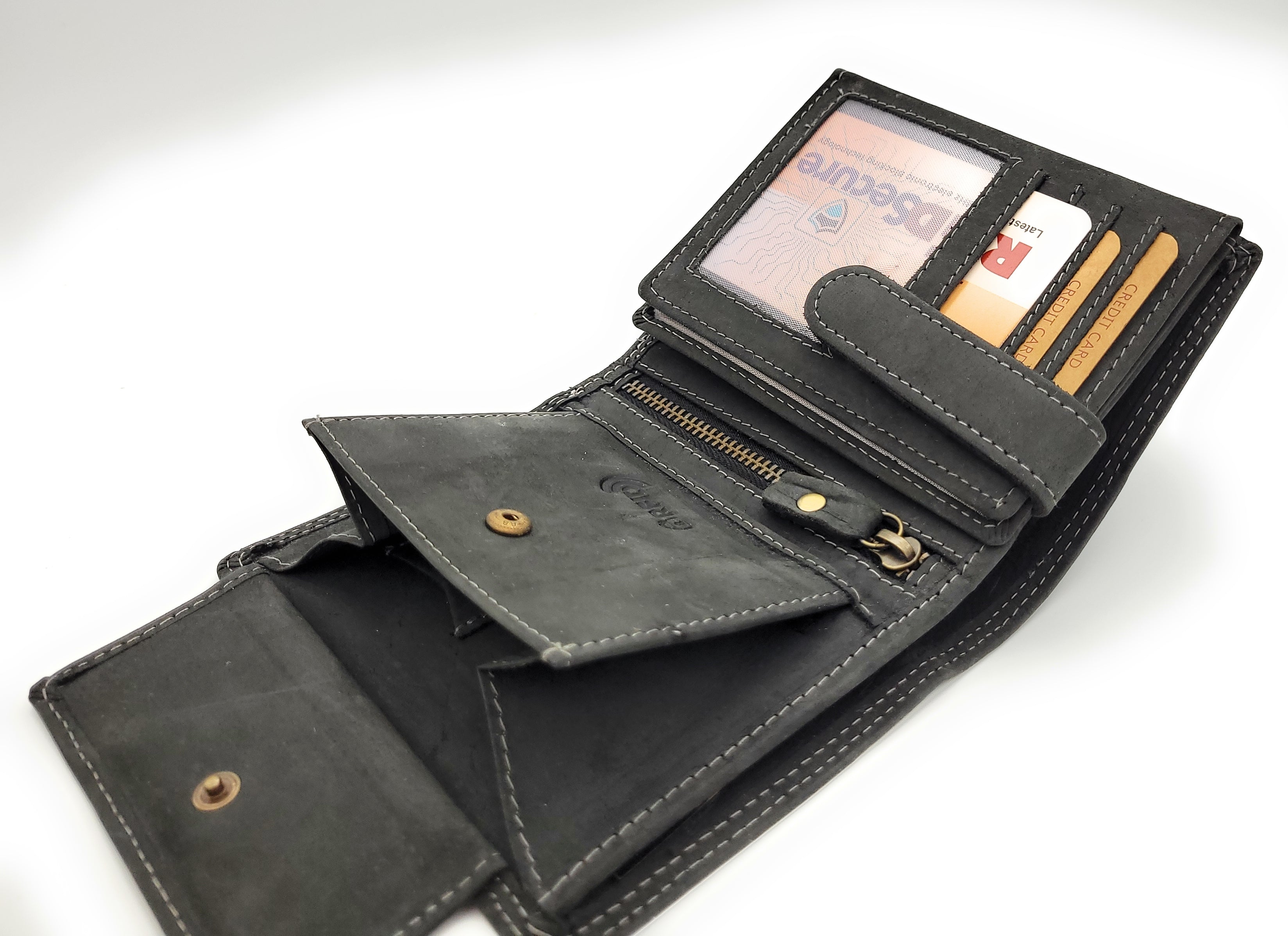 Jockey Club Basic echt Büffel Voll-Leder Geldbörse Portemonnaie Geldbeutel mit RFID NFC Schutz schwarz